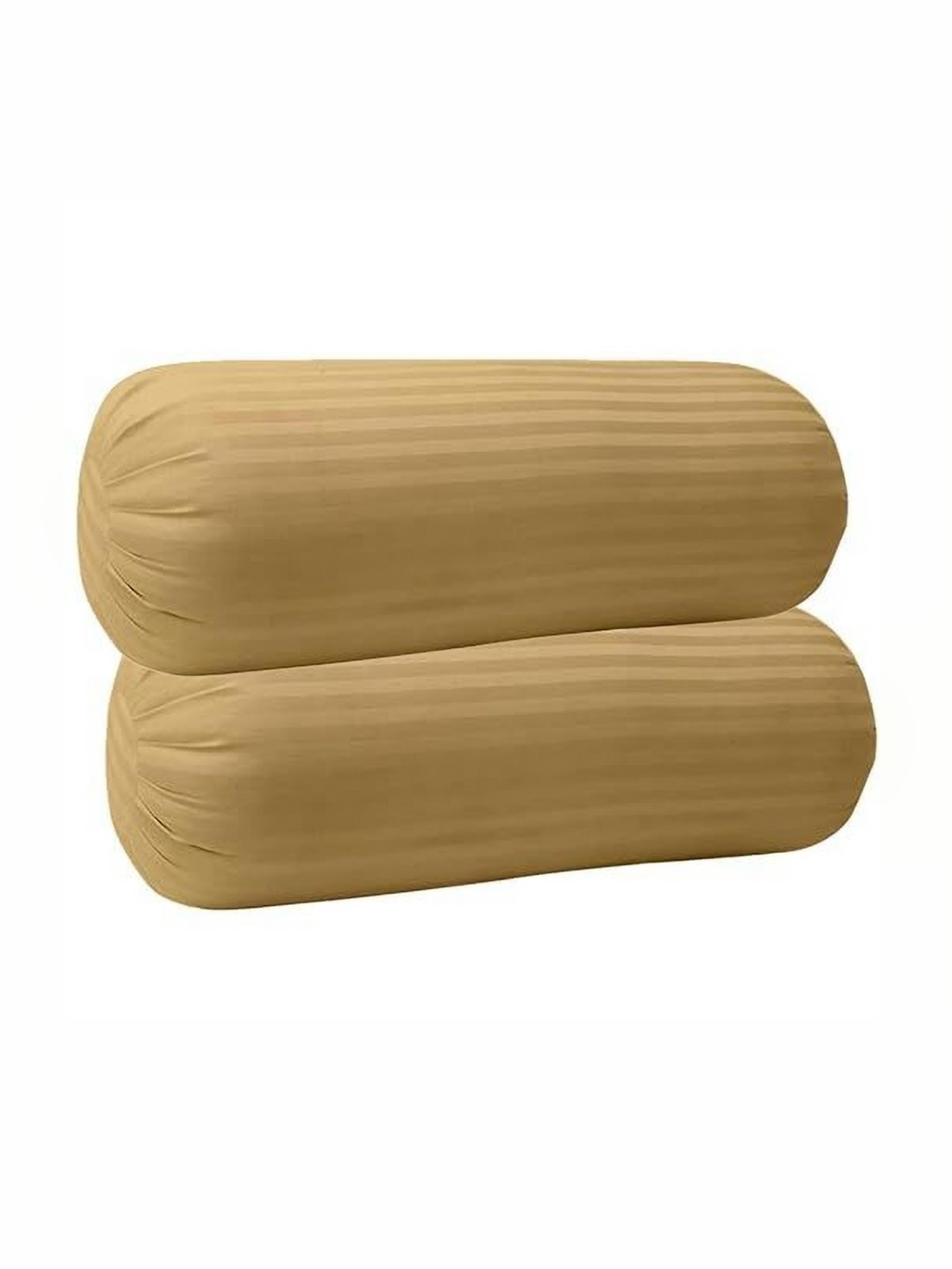Trance Home Linen Beige 2 Pieces Striped Pure Cotton 200TC Bolster Covers