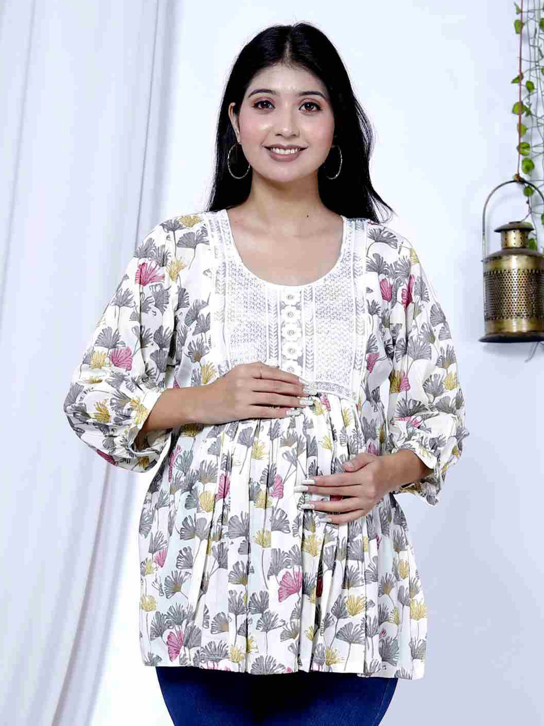 MIRJAI Floral Printed Maternity Top