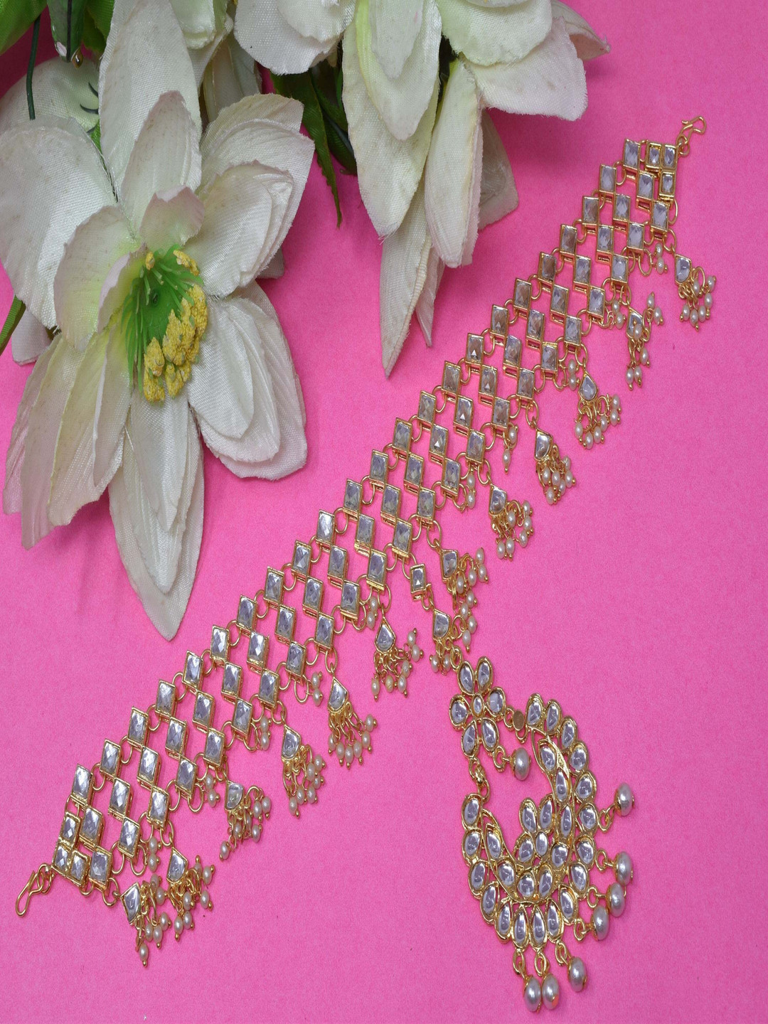 MEIRA JEWELLERY Artificial Stones Studded Matha Patti Head Jewellery