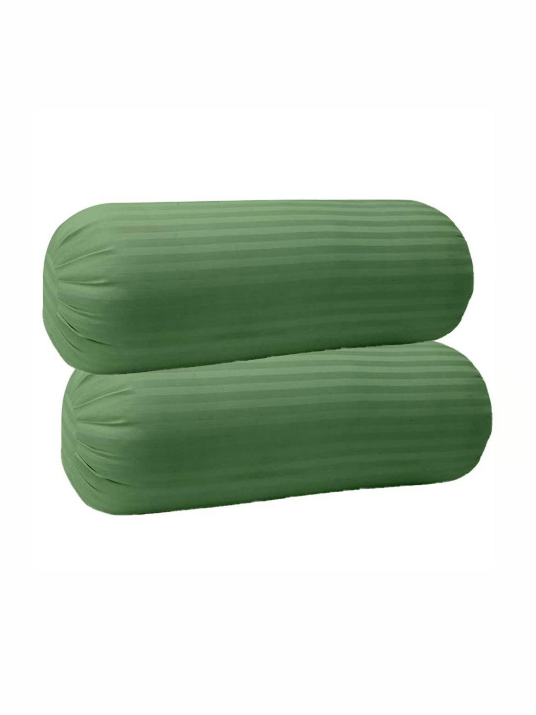 Trance Home Linen Green 2 Pieces Striped Pure Cotton 200TC Bolster Covers