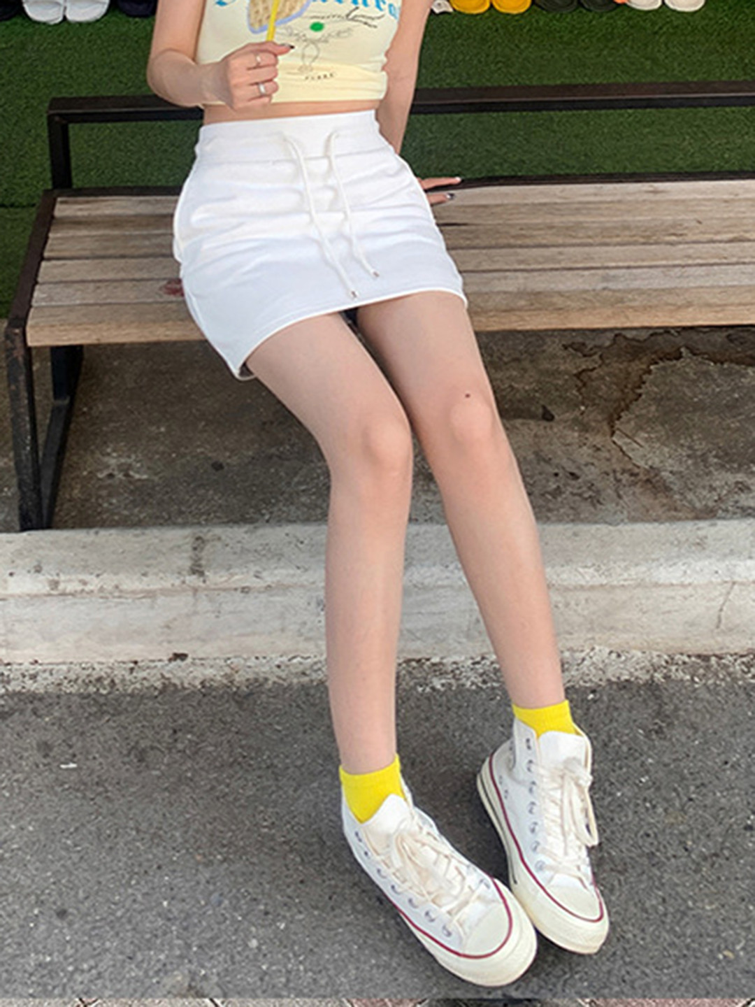 LULU & SKY Women Drawstring Waist Pencil Mini Skirt