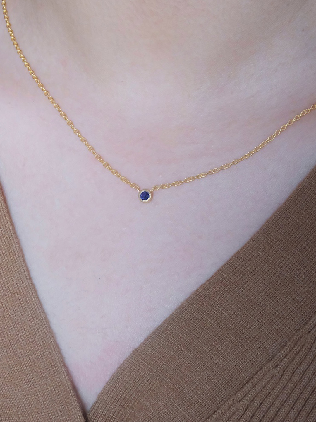 Anushka Jain Jewellery 925 Sterling Silver Gold-Plated Studded Sapphire Solitaire Necklace