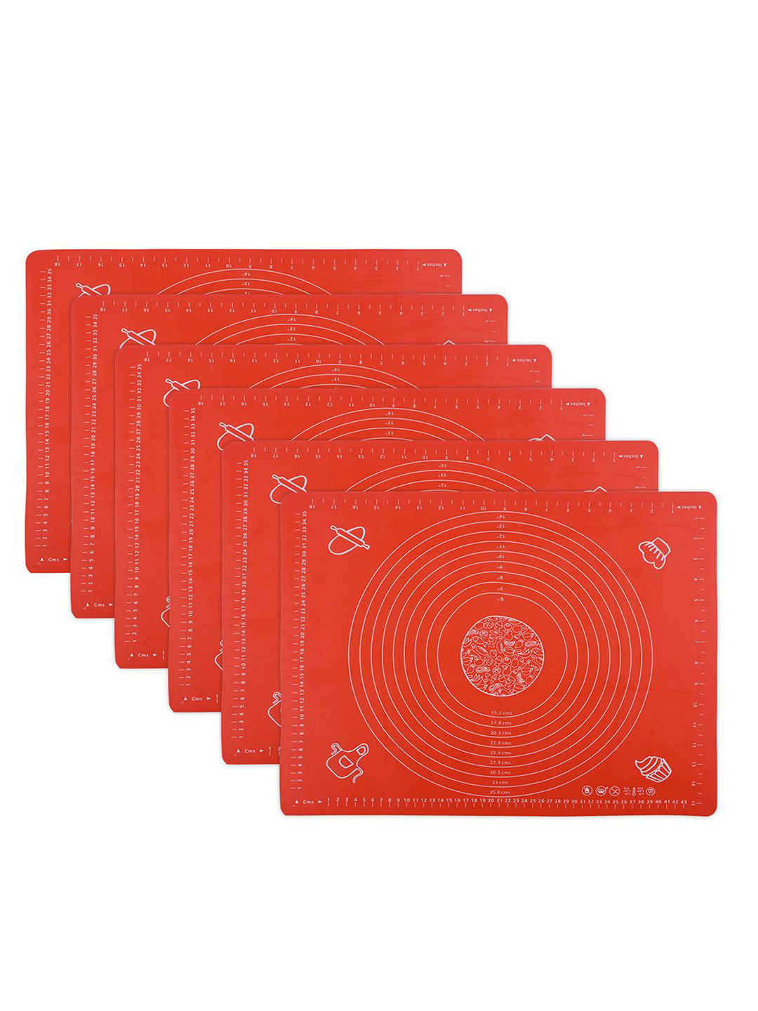 Kuber Industries 6-Pcs Red Printed Reusable Silicone Mat