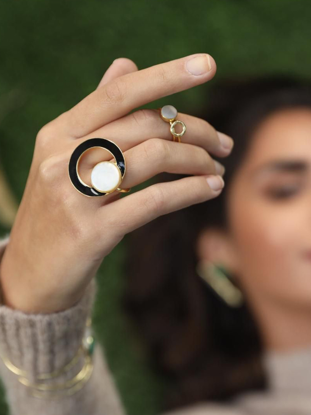 Varnika Arora Gold-Plated Quartz Studded Finger Ring