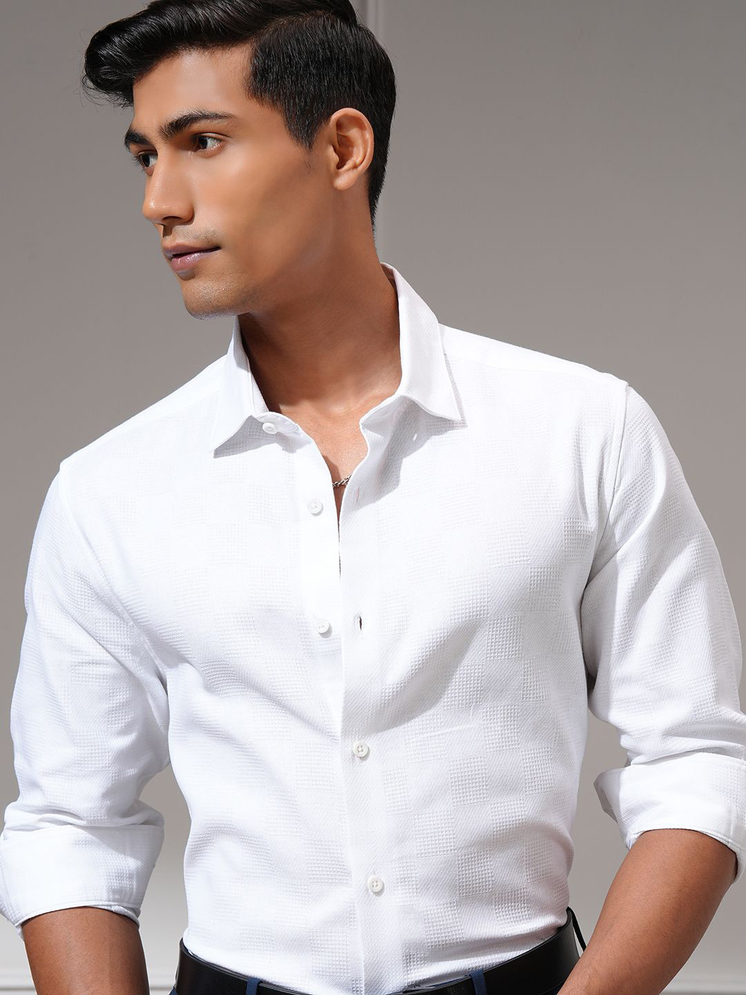 LOCOMOTIVE Premium Men Dobby Textured Multi Occasion Slim Fit Shirt