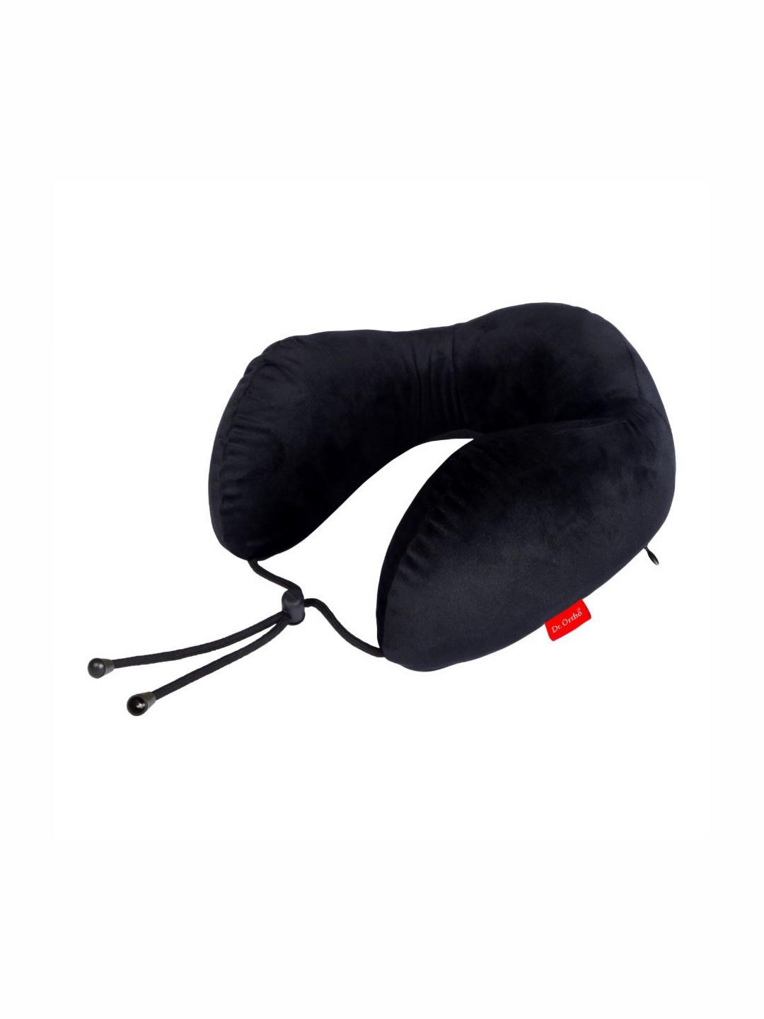 DR.ORTHO Black Solid Faux Velvet Firm Memory Foam Travel Pillow-29 x 46 x10 cm