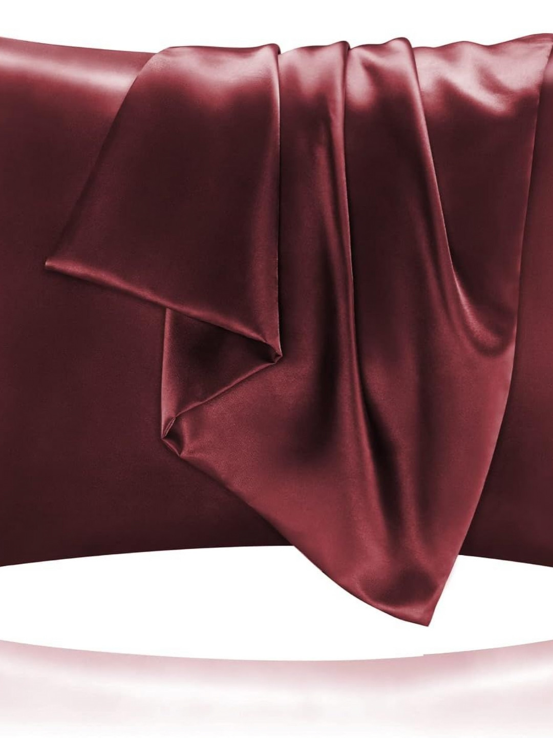 DEHMAN Burgundy 2 Pieces Pure Silk Rectangle Pillow Covers