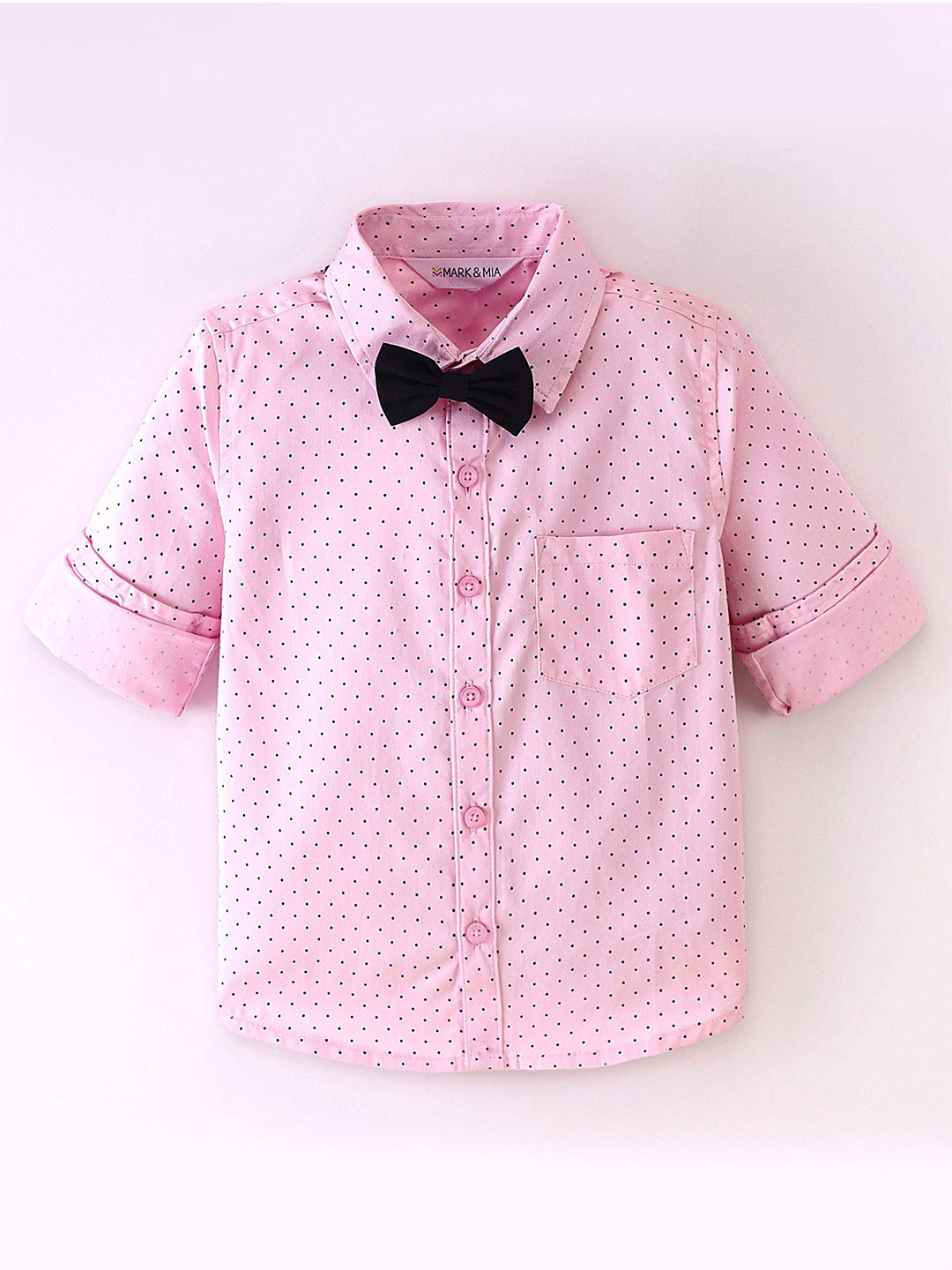 Mark & Mia Boys Opaque Micro Ditsy Printed Cotton Casual Shirt with Bow