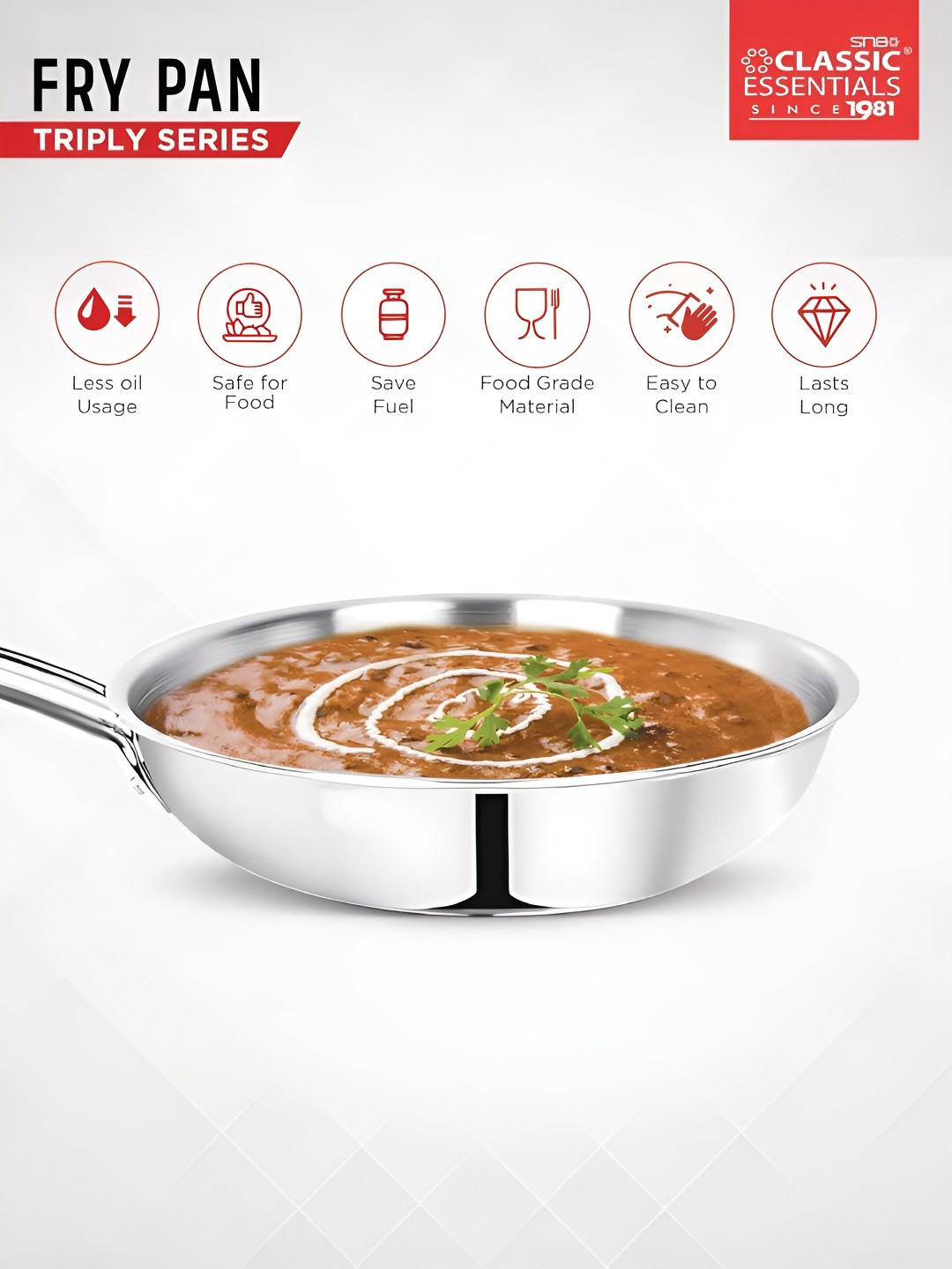 Classic Essentials Steel Dishwasher Safe Stainless Steel Pan