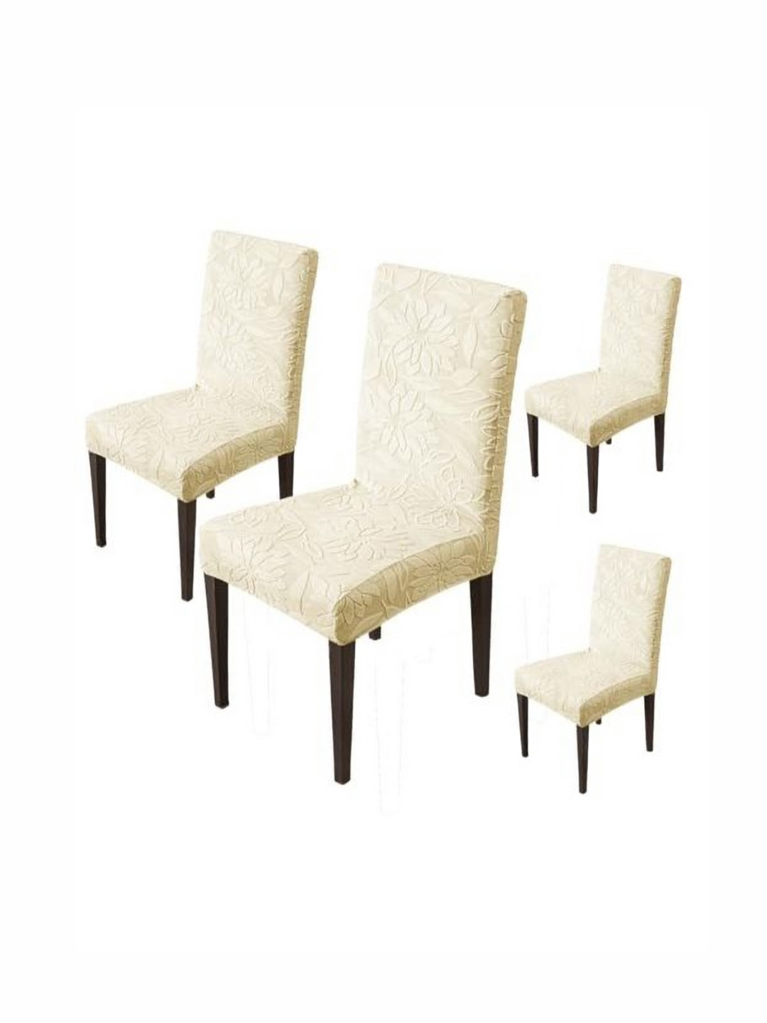 HOUSE OF QUIRK Beige 4 Pieces Floral Dining Chair Covers