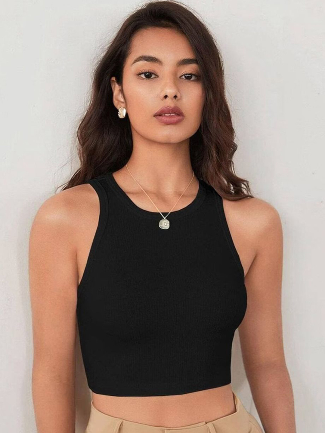 SRISARAS Women Cotton Tank Crop Top