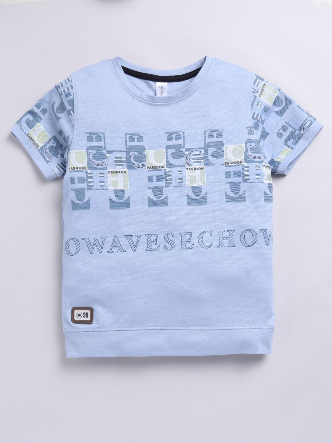 Ginie Boys Typography Printed Round Neck Short Sleeve Casual T-shirt