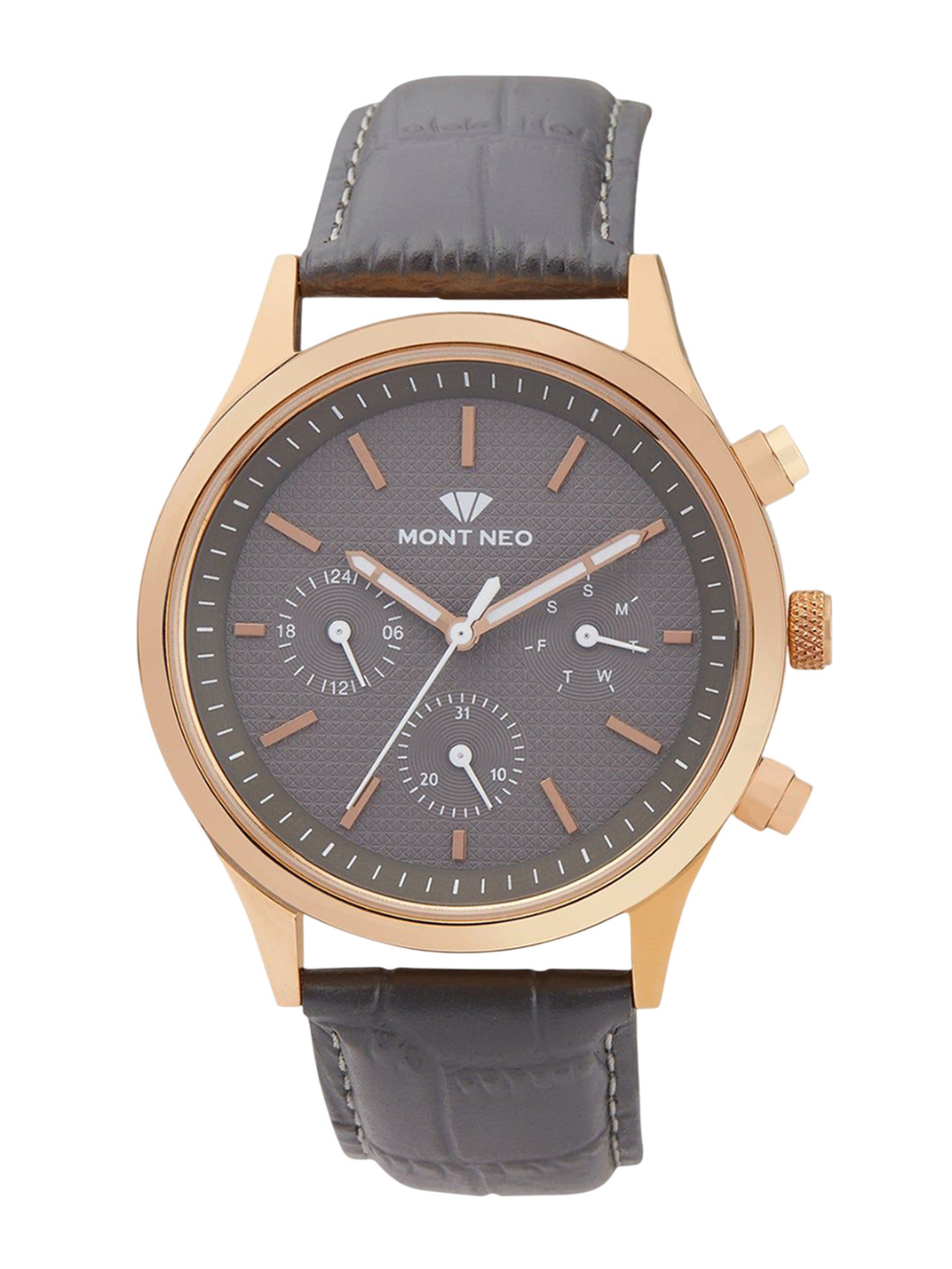 MONT NEO Men Dial & Leather Textured Straps Analogue Watch 8018M-L3315