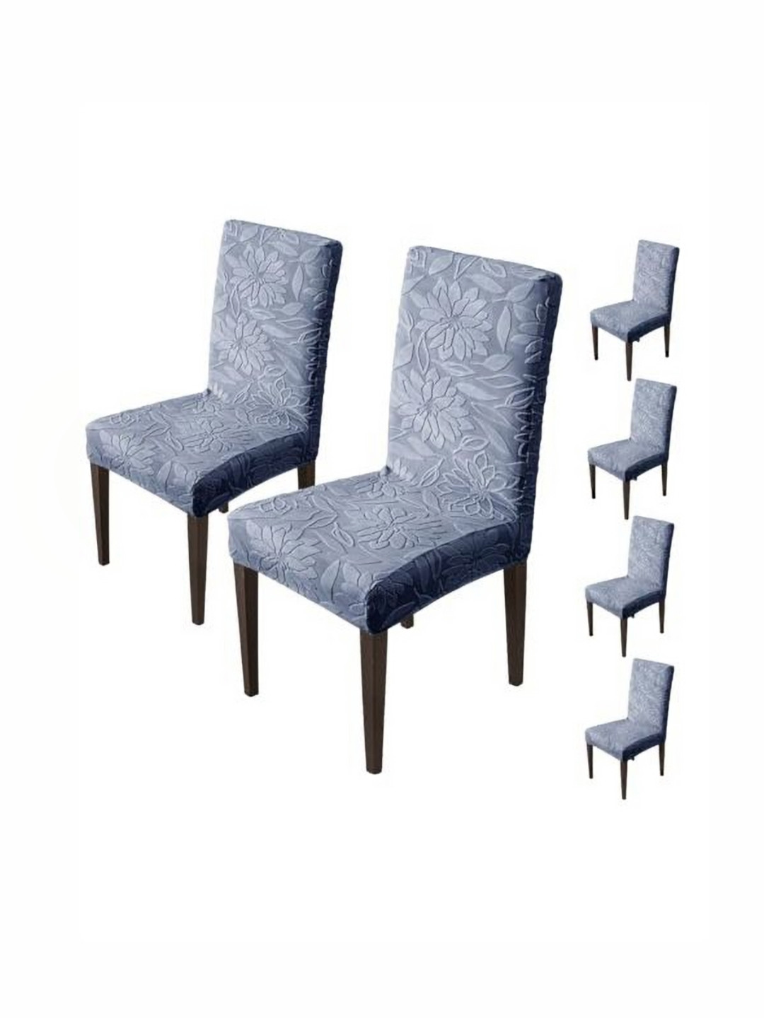 HOUSE OF QUIRK Navy-Blue 6 Pieces Floral Waterproof Dining Chair Covers