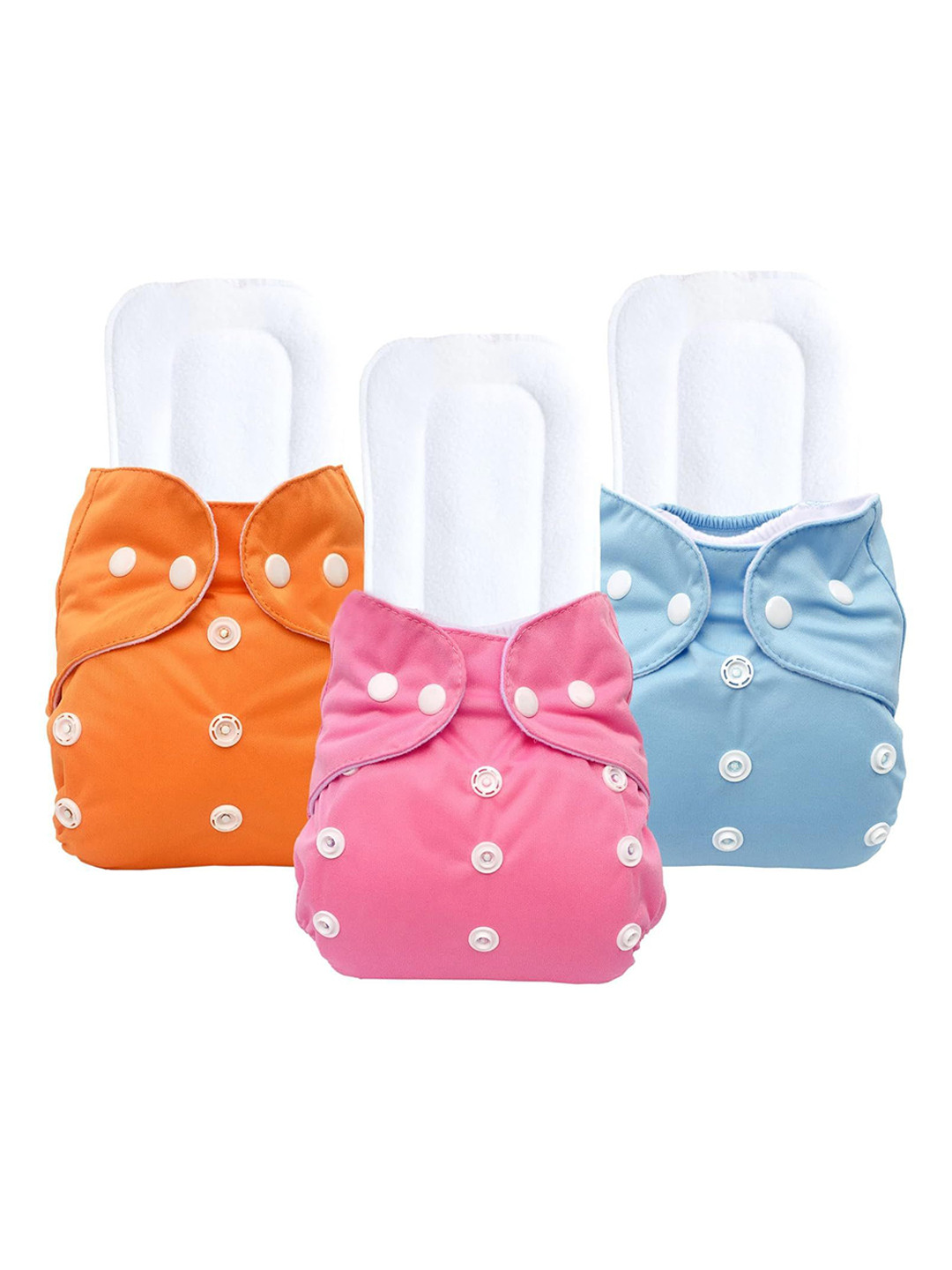 Kritiu Set Of 3 Reusable Waterproof Cloth Diapers With Insert Pads