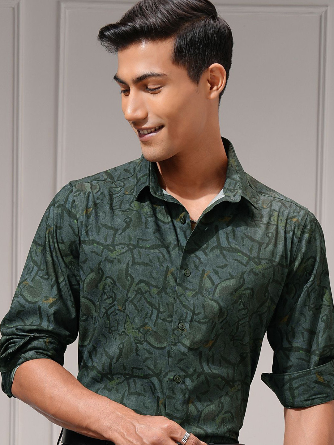 LOCOMOTIVE Premium Men Printed Occasion Slim Fit Shirt