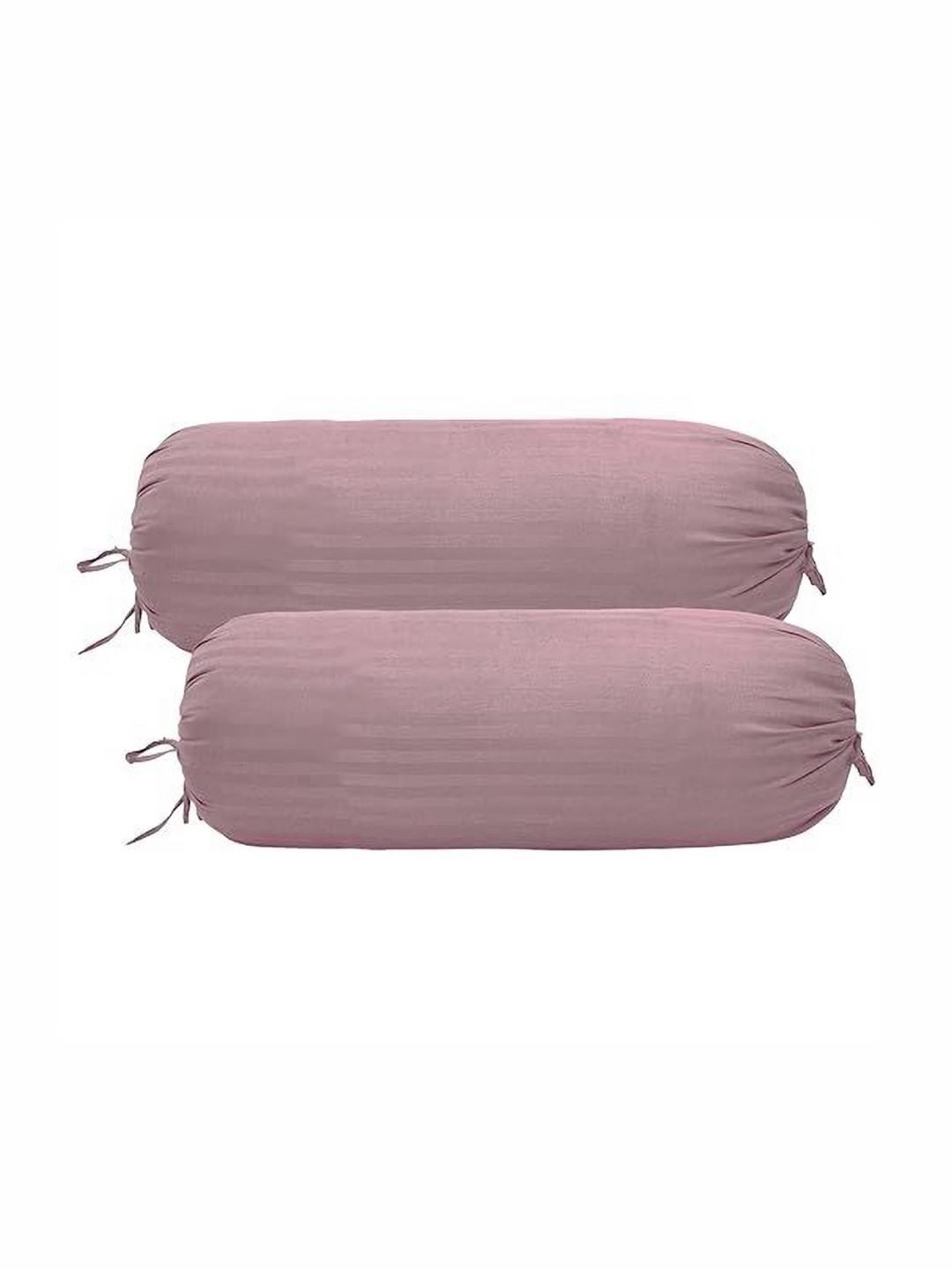 Trance Home Linen Pink 2 Pieces Striped Pure Cotton 200TC Bolster Covers