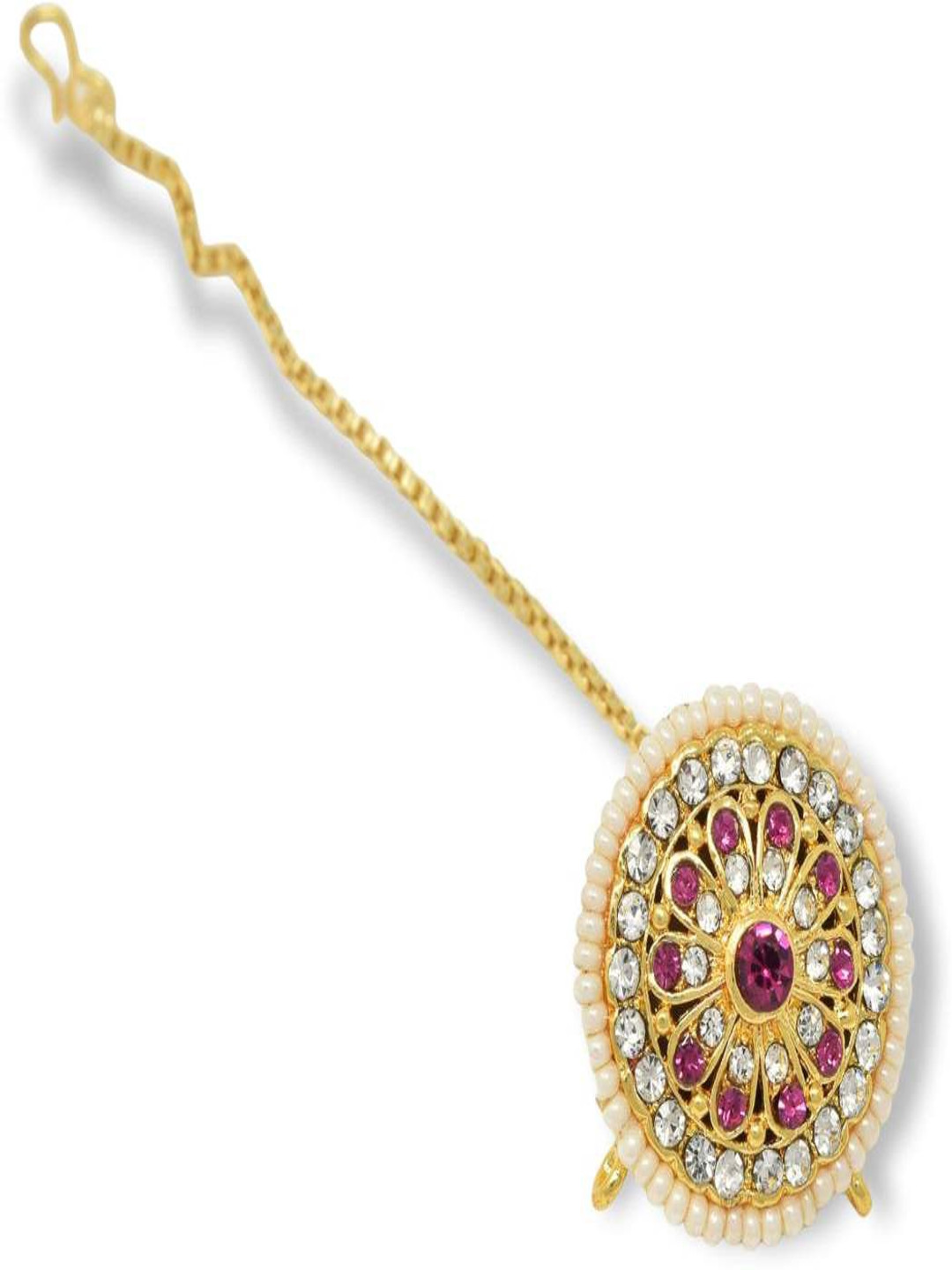 MEIRA JEWELLERY Gold-Plated Artificial Stones Studded Sheeshphool Head Jewellery