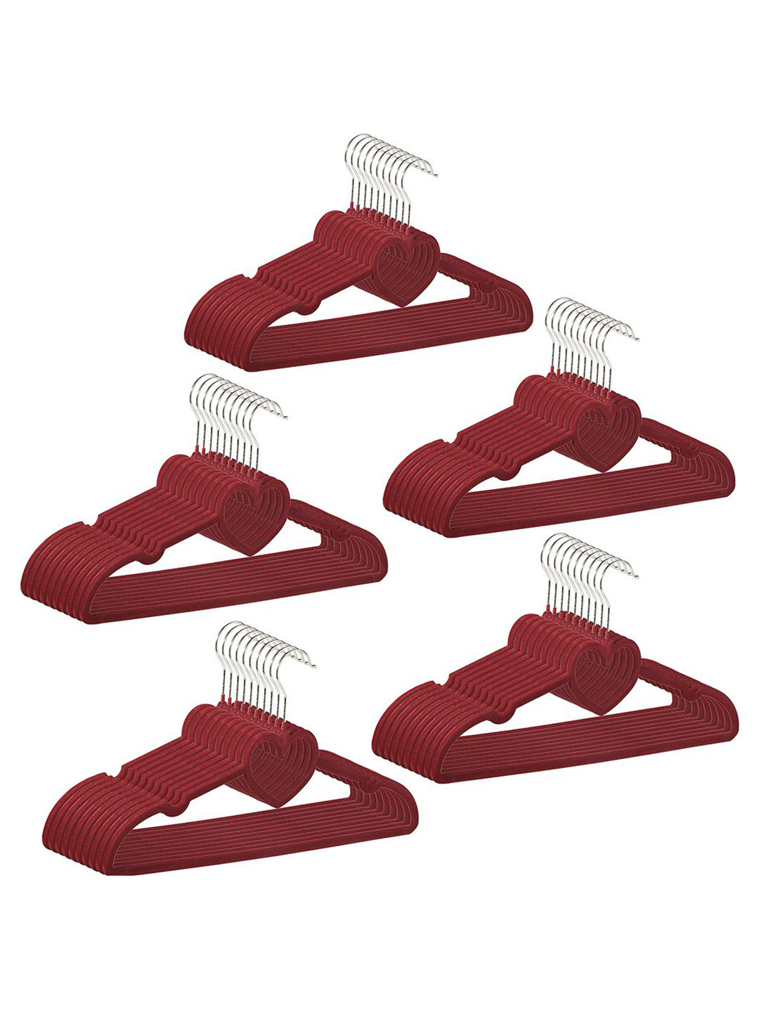 Kuber Industries 50Pcs Red & Grey Cloth Hangers
