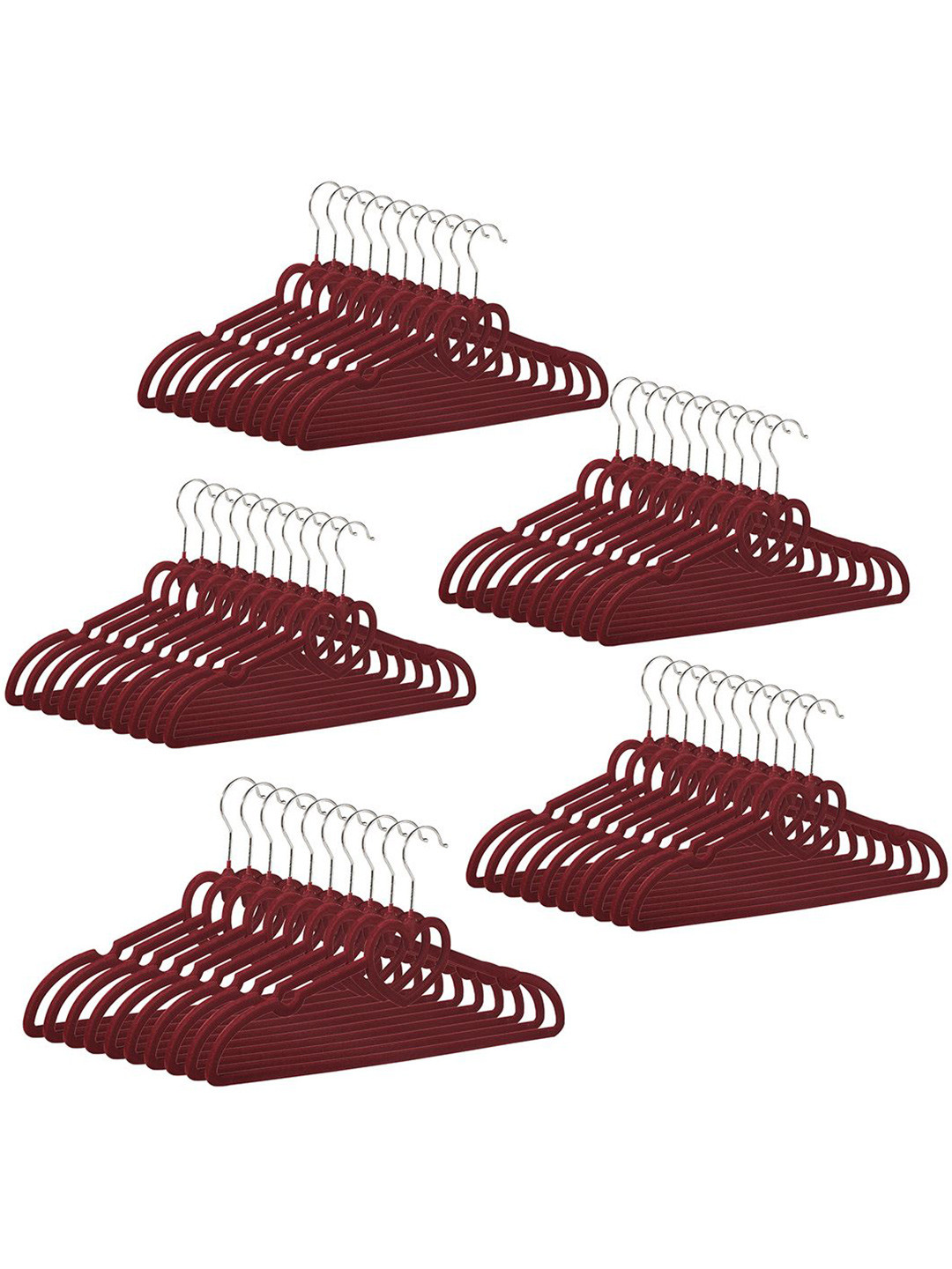 Kuber Industries 50-Pcs Maroon Steel Cloth Hangers