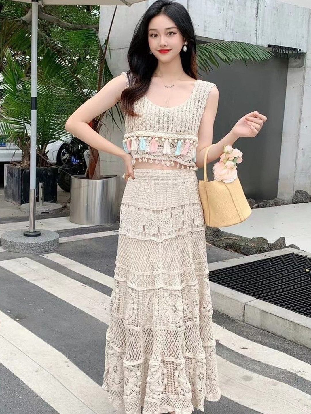 LULU & SKY A-line Crochet Maxi Skirt