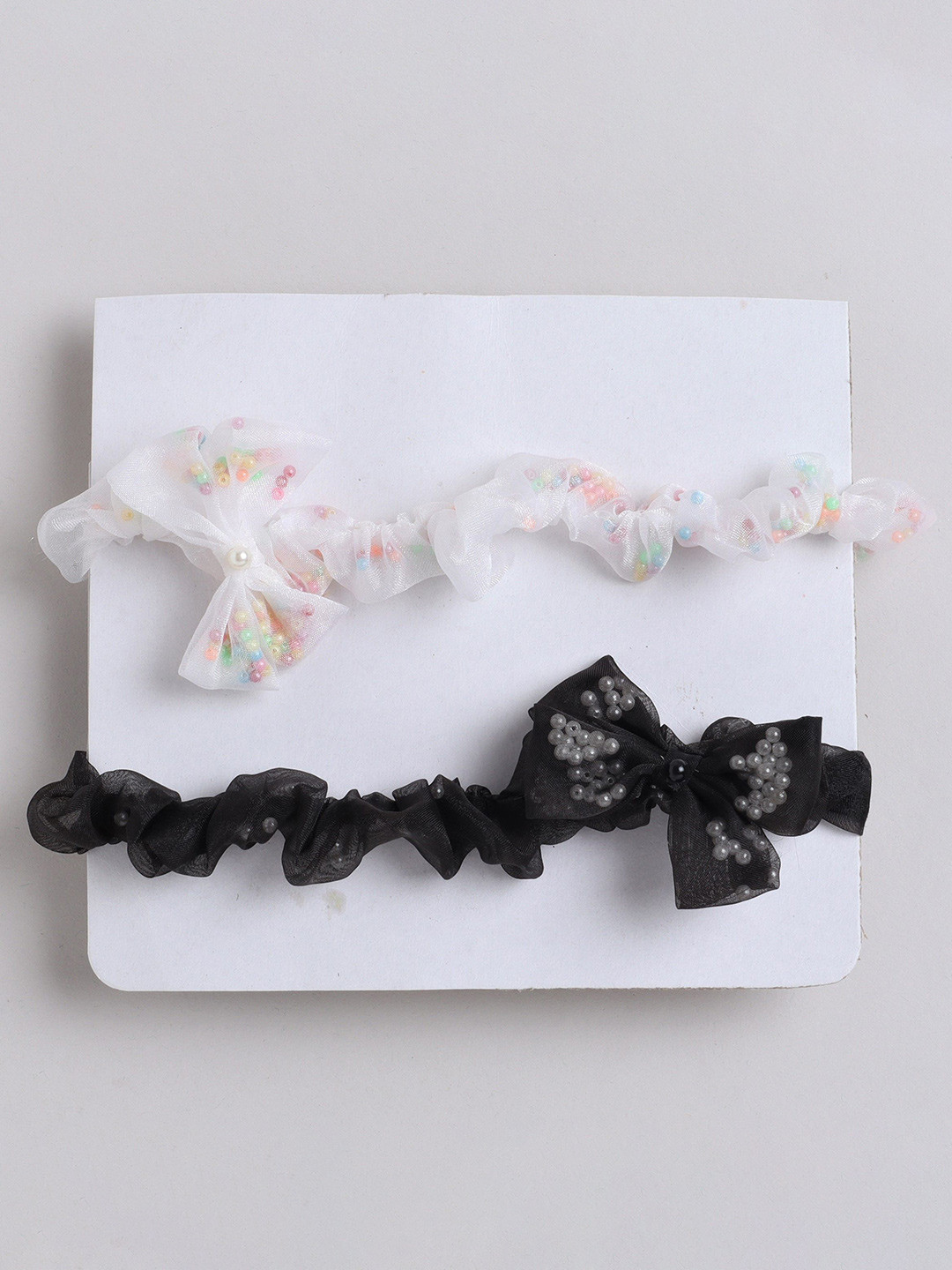 TIPY TIPY TAP Set of 2 Frilled Scrunchie Headbands - Black & White