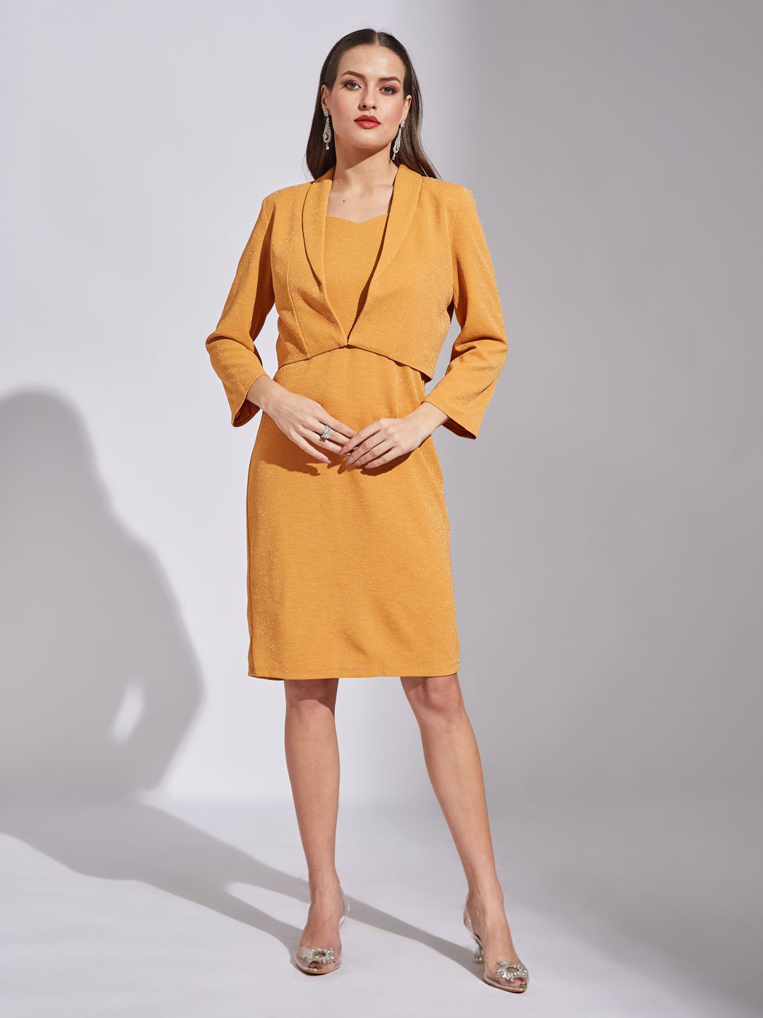 Latin Quarters  V-Neck Sheath Dress With Jacket