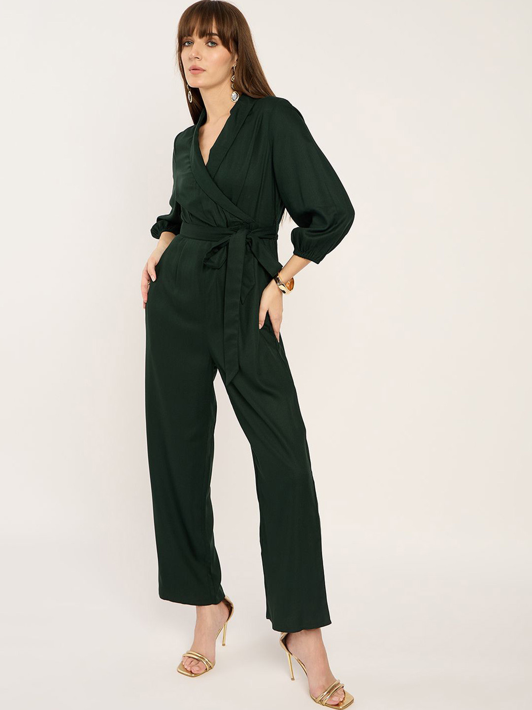 FEMMELLA Shawl Neck Basic Jumpsuit