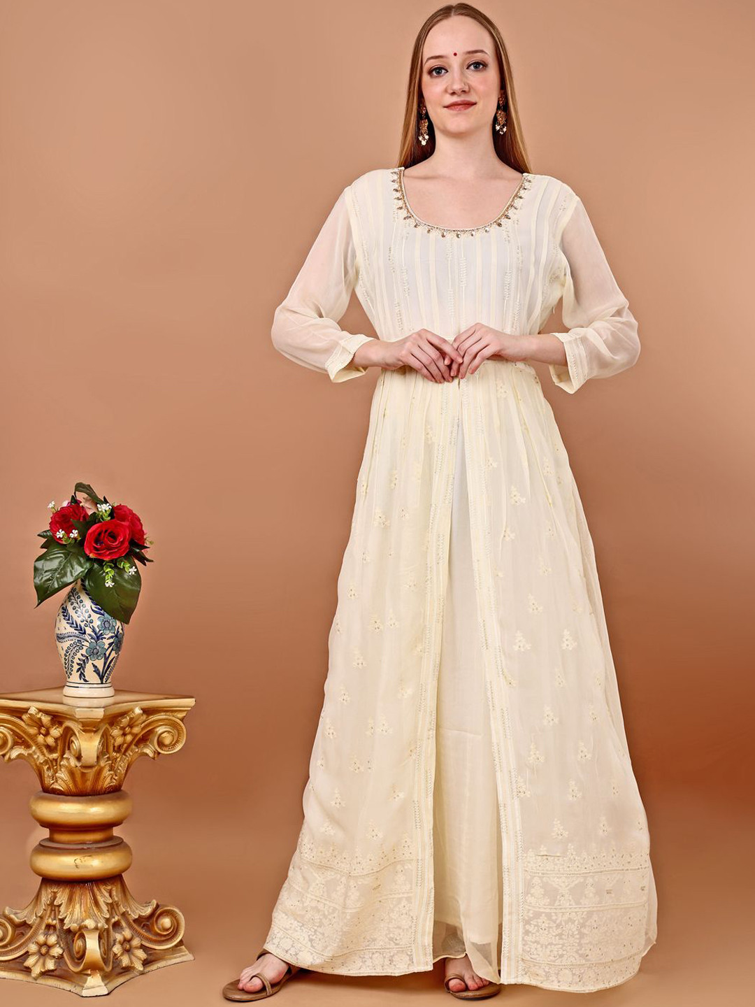 KUNDAN FAB Embroidered Fit & Flare Dress