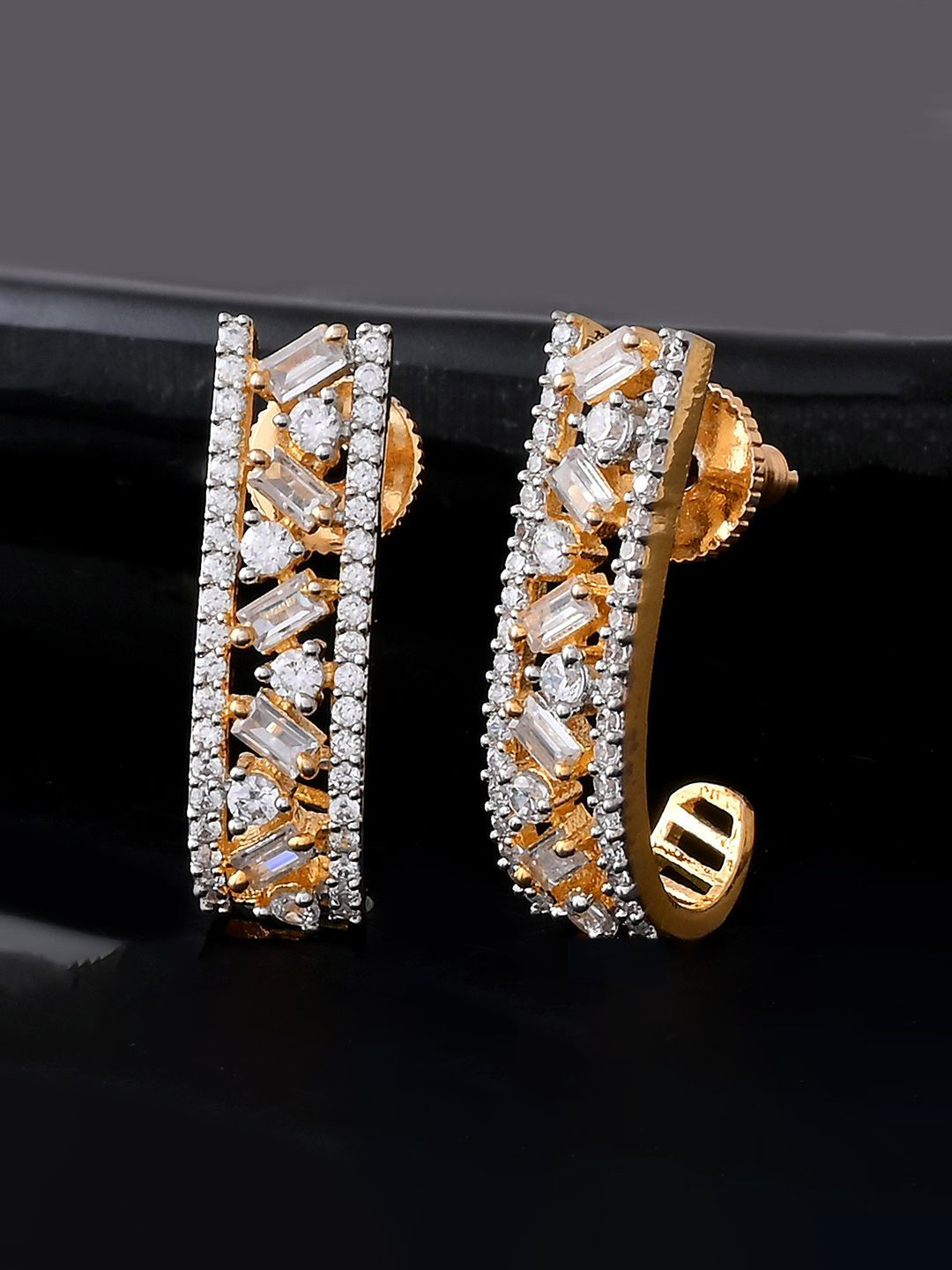 Voylla Sparkling Elegance Bling Fling Gold-Plated American Diamond Stone Studded Studs
