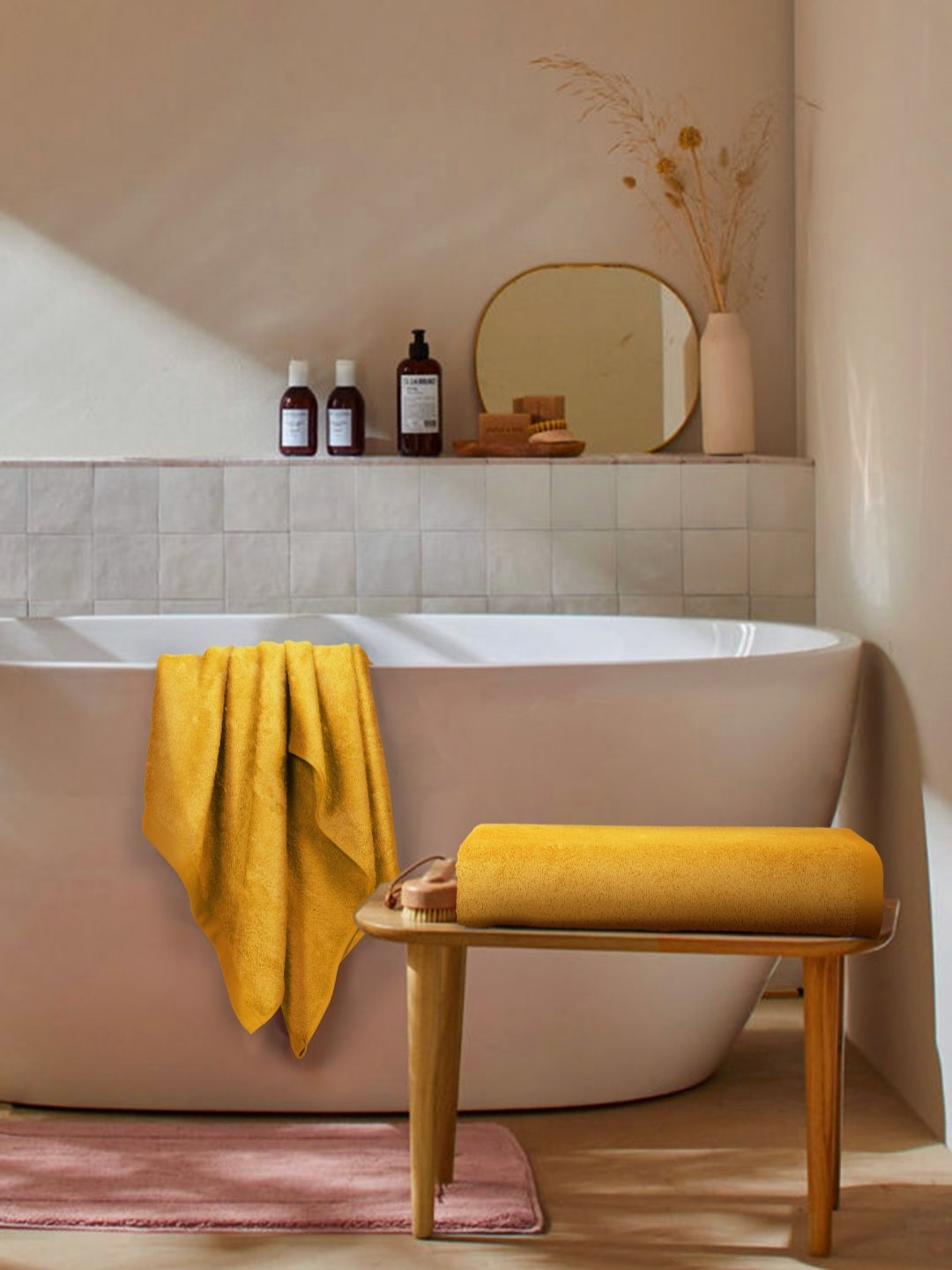 MARK HOME Yellow Bamboo 500 GSM Super Absorbent Bath Towel