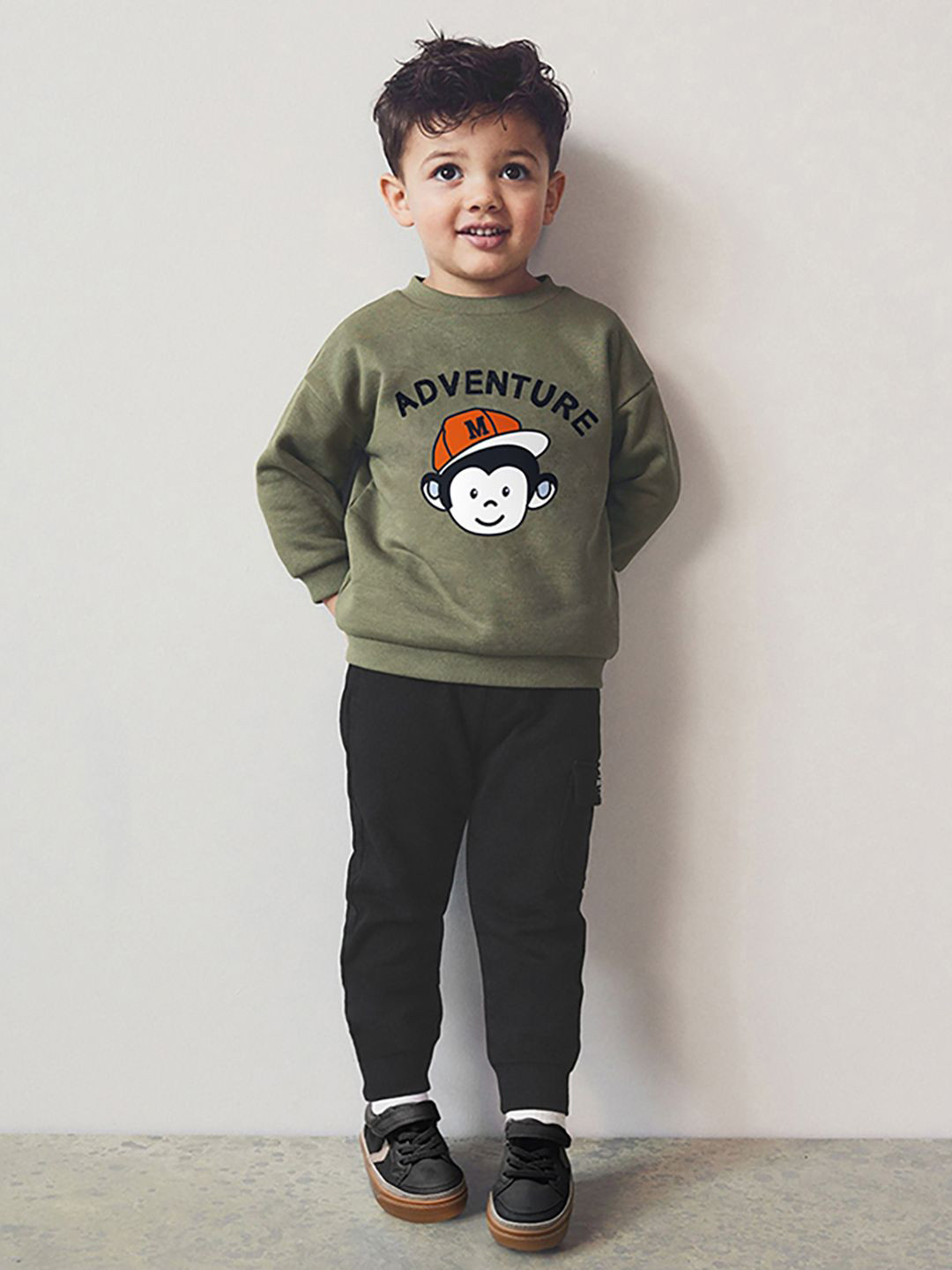 JC SPARKLE Boys Animal Printed Drop Shoulders Pure Cotton Sweatshirt With Joggers