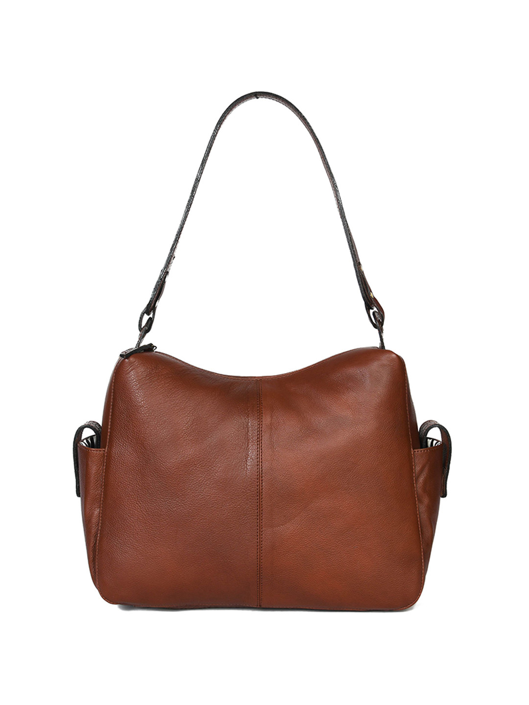 Celtic Tan Textured Leather Swagger Shoulder Bag Stylish Tote with Ample Storage