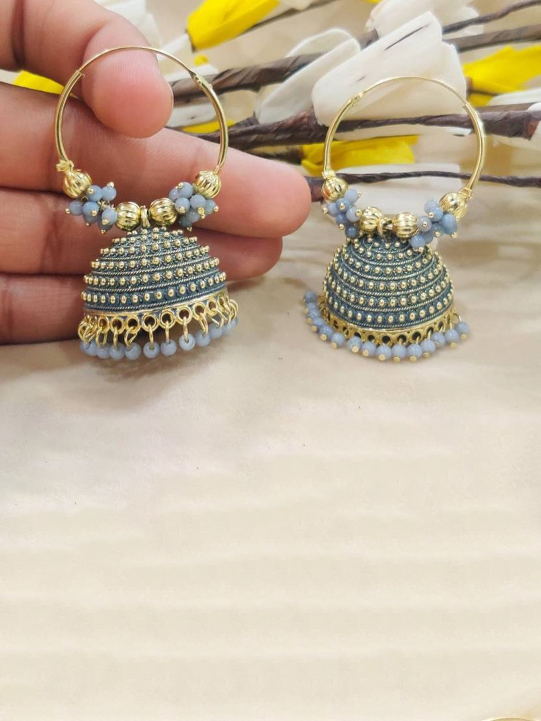 JMBW INTERNATIONAL Gold-Plated Big Round Jhumkas