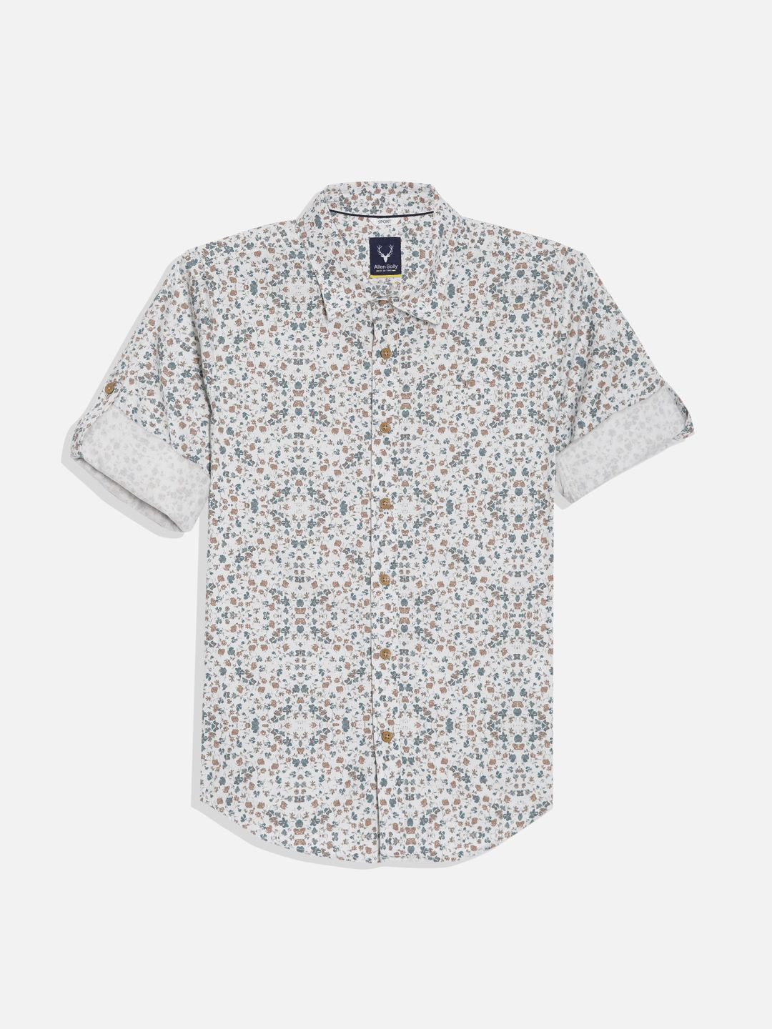 Allen Solly Junior Boys Spread Collar Floral Printed Cotton Slim Fit Casual Shirt