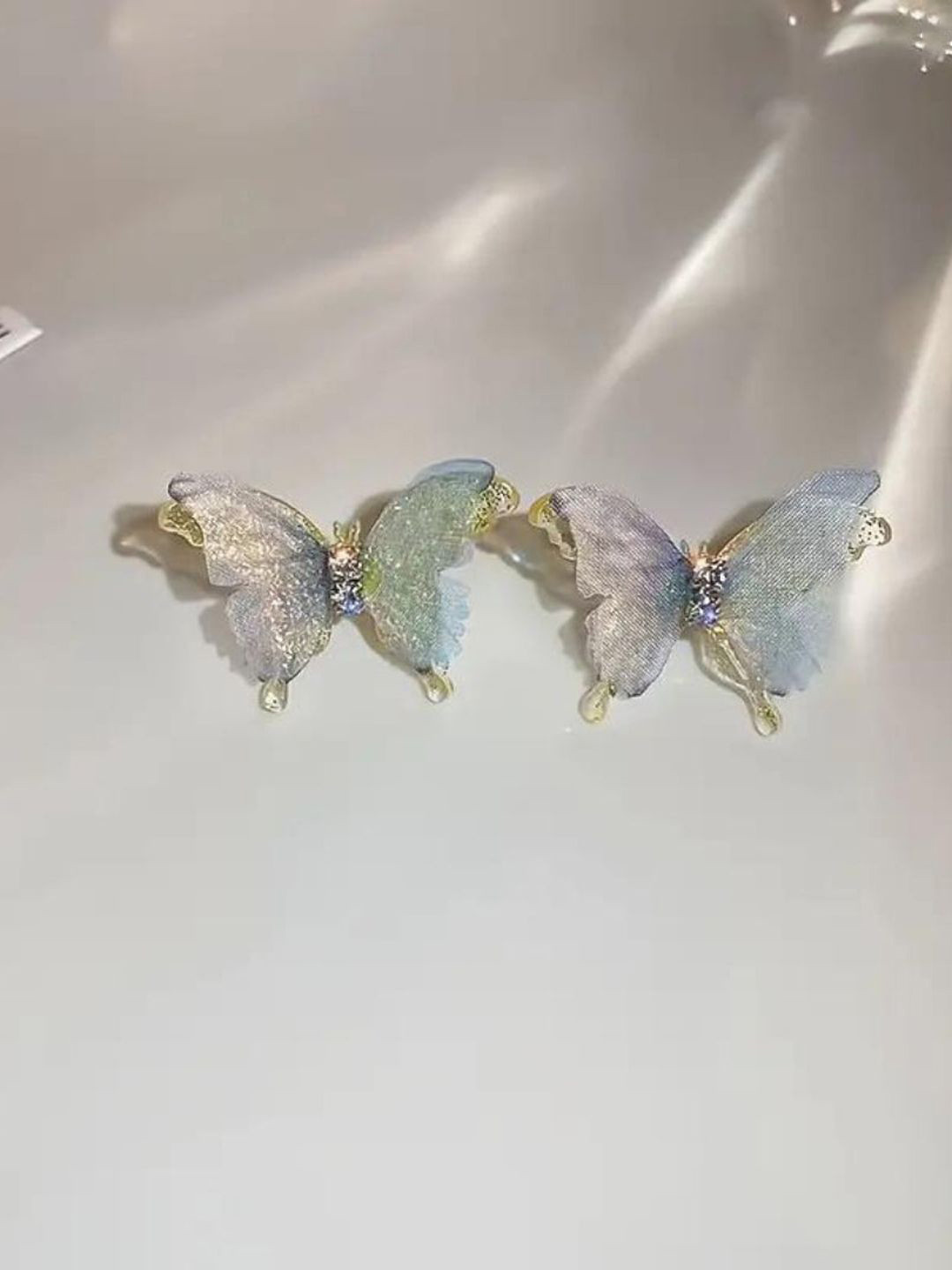 styledose Stainless Steel Beautiful Princess Korean Butterfly CZ Stone Studded Studs