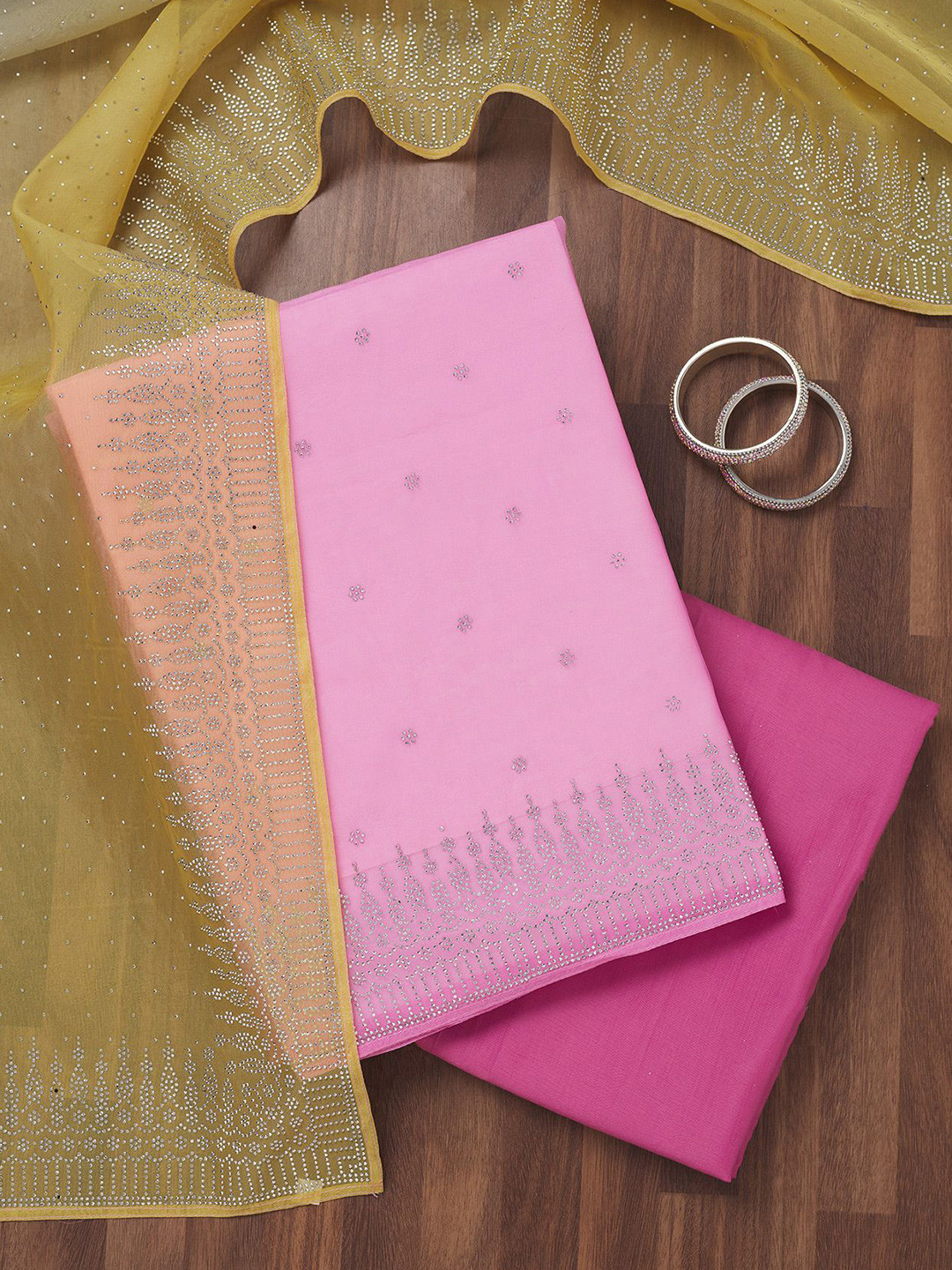 Koskii Embellished Tissue Unstitched Dress Material