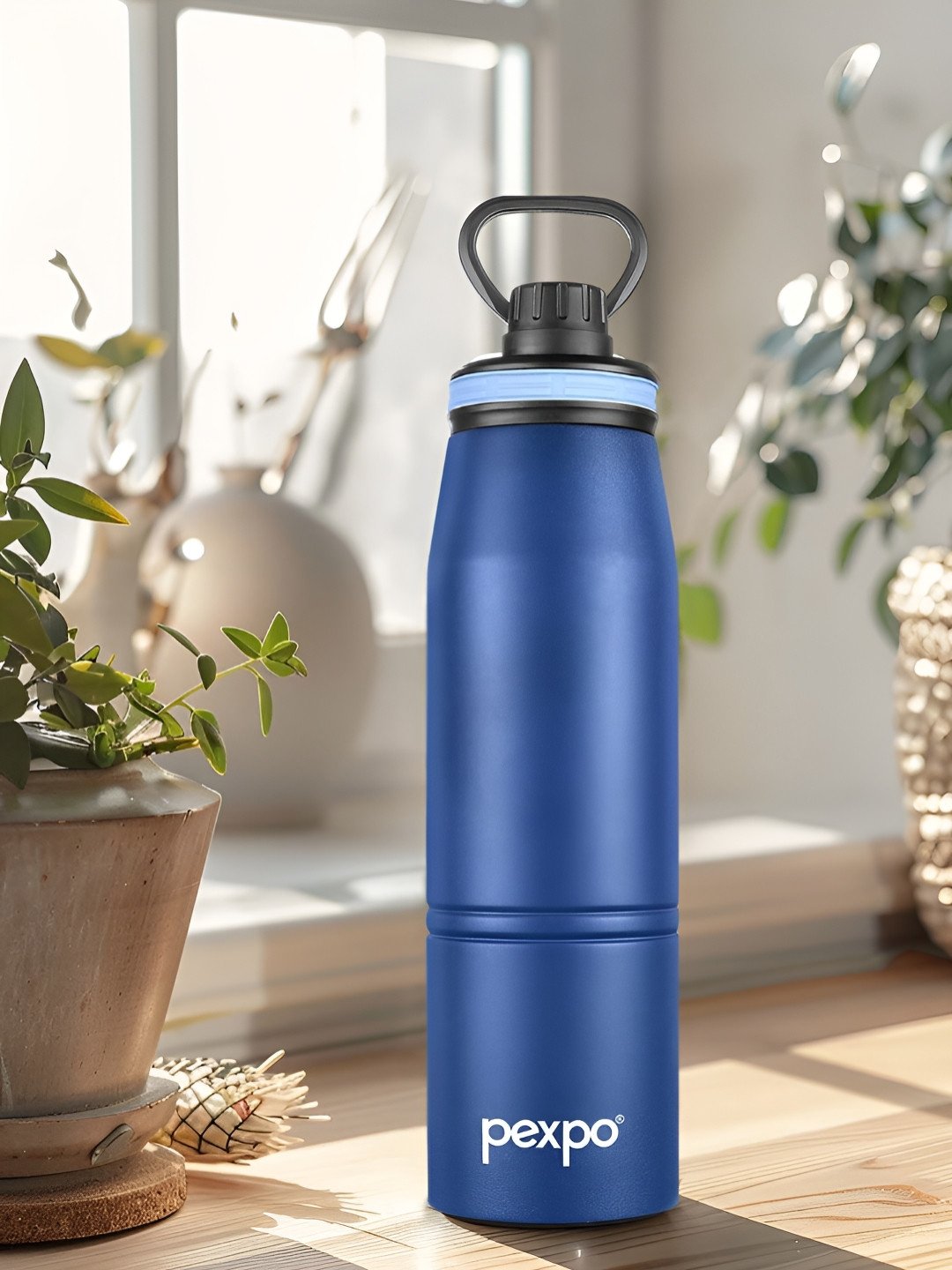 Pexpo Altros Denim Blue Double wall Thermosteel Hot flask Insulated Water Bottle 940 ml