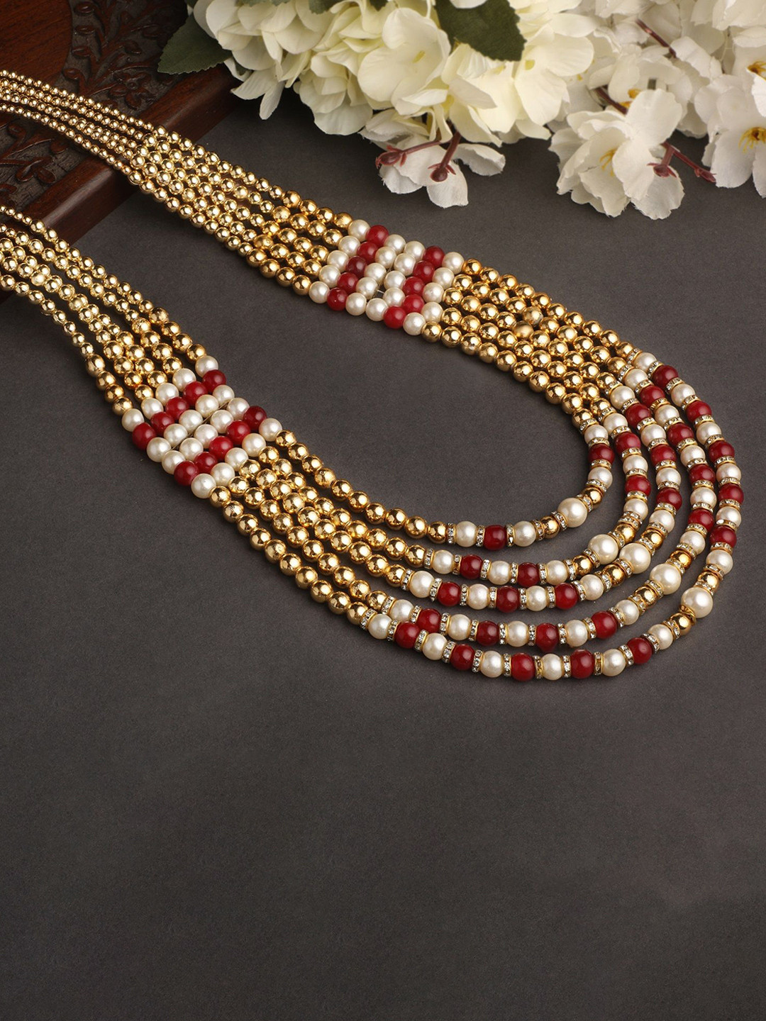 Stefan Men Gold-Plated Pearls 5 Layered  Necklace