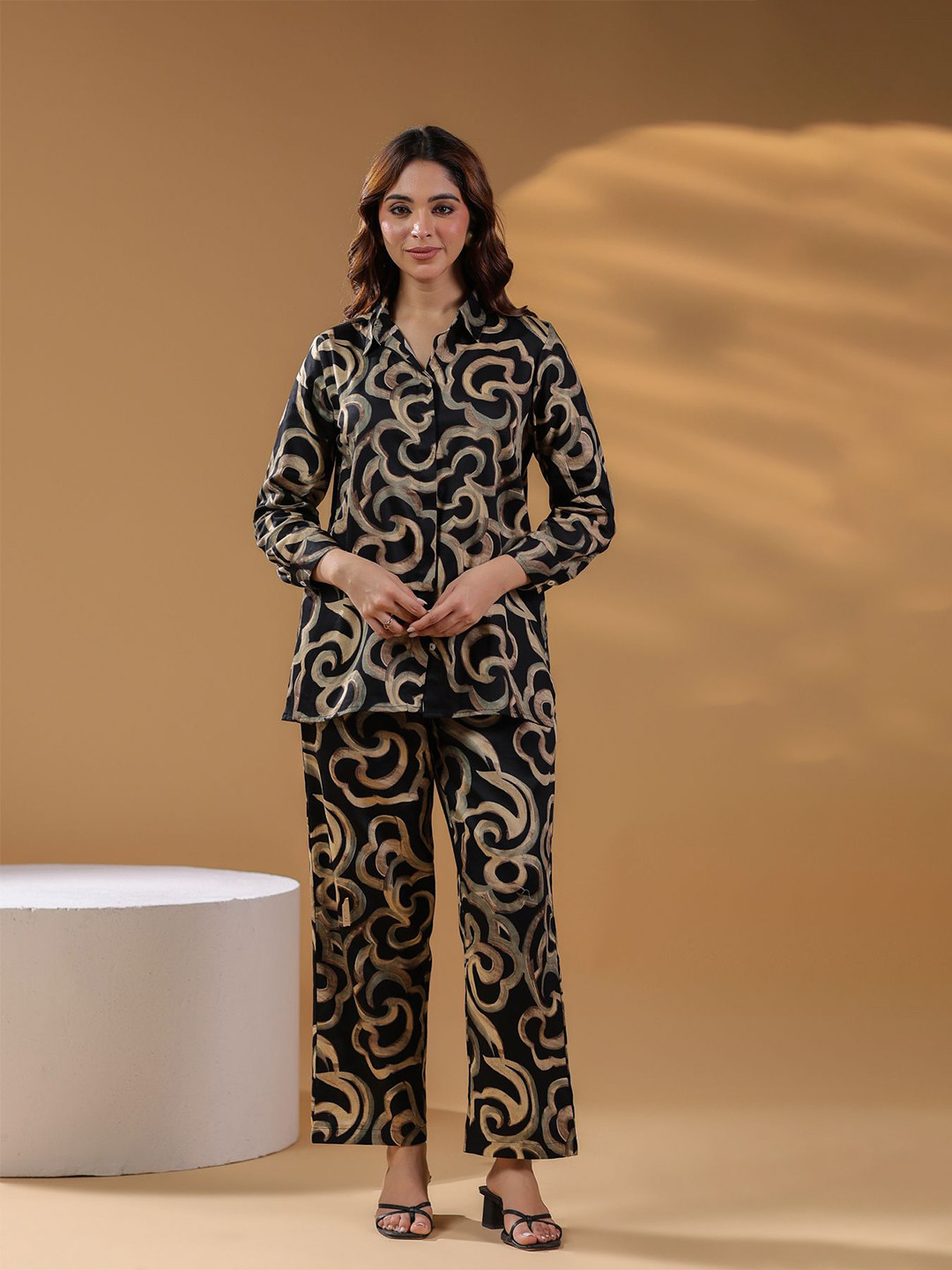 Rain & Rainbow Printed Shirt Collar Pure Cotton Shirt With Trouser