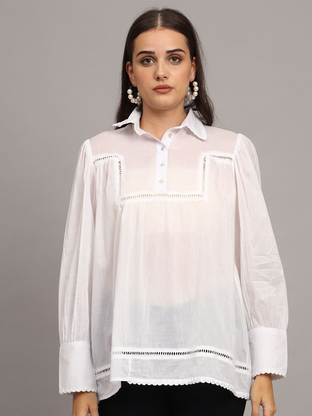 CHARMGAL Shirt Collar Pure Cotton Kurti