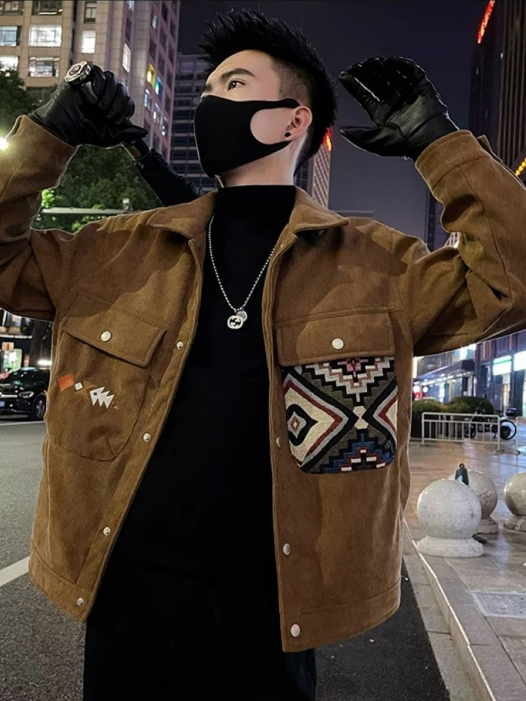 HERE&NOW Men Spread Collar Geometric Printed Shackets