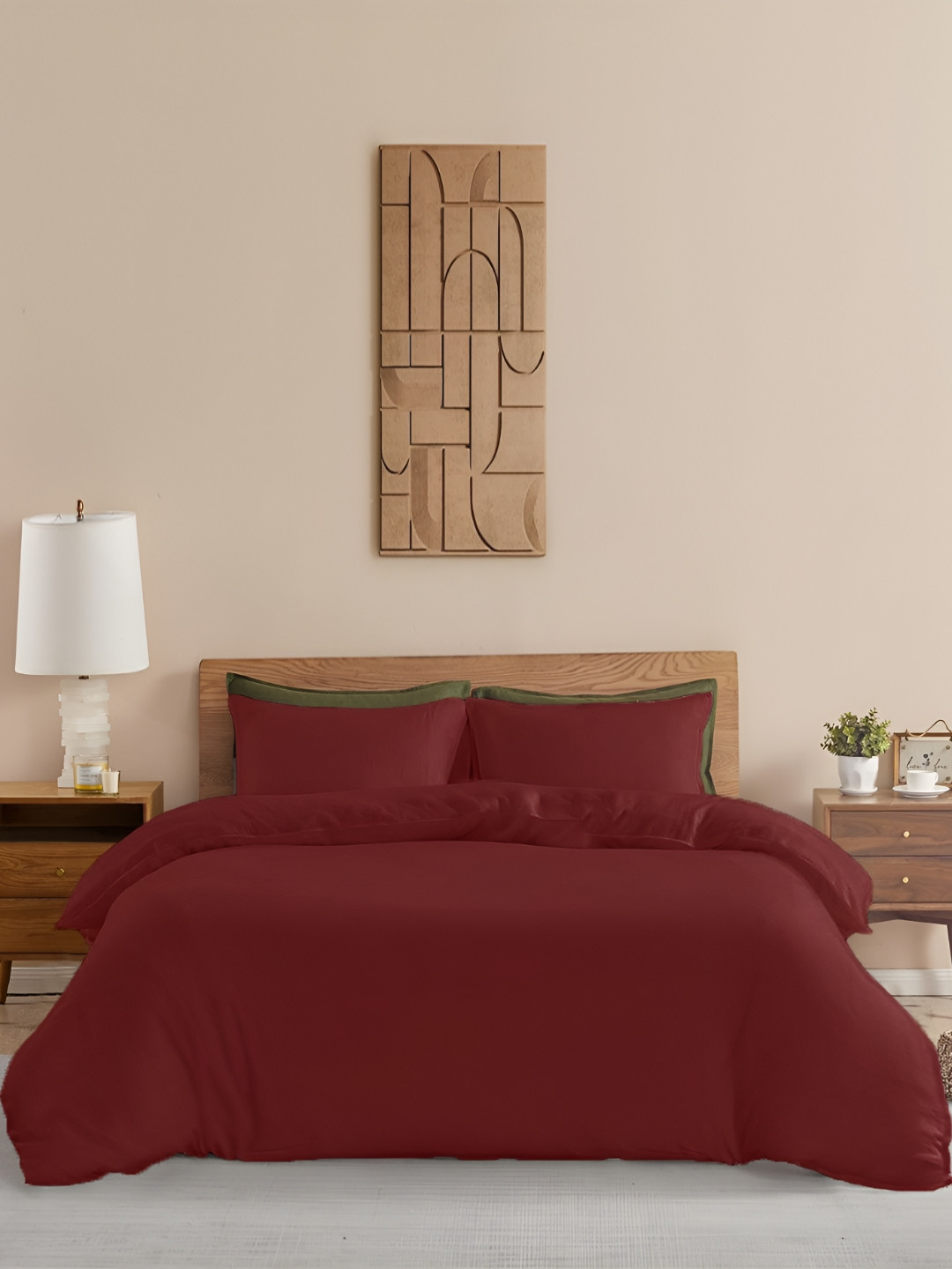 HOMEMONDE Red 3 Pieces Cotton King Duvet Cover