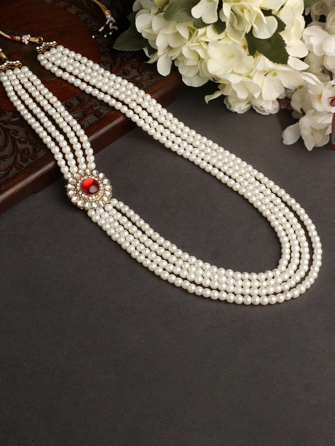 Stefan Men Gold-Plated Pearl 4 Layered Necklace