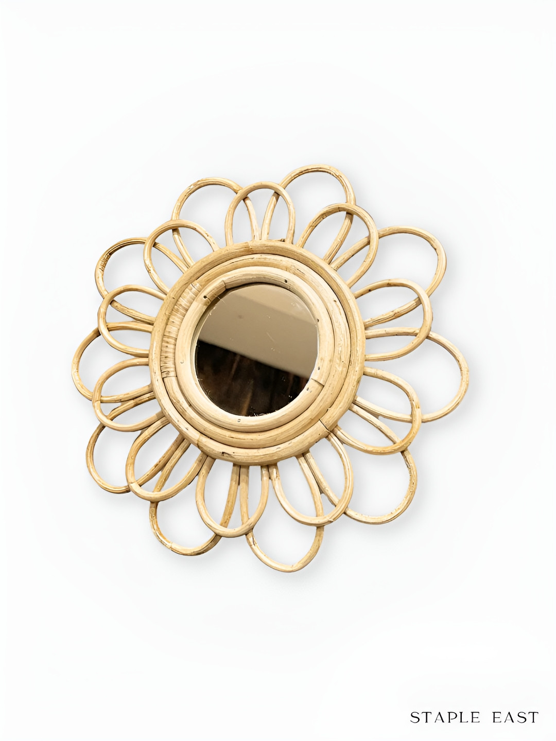 STAPLE EAST Brown Daisy Rattan Mirror