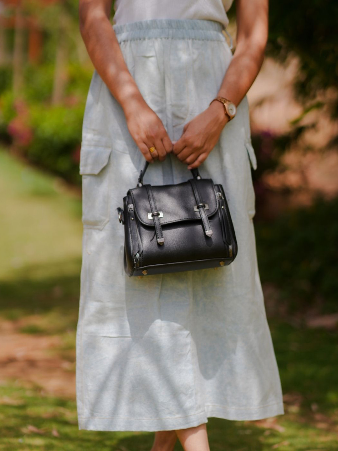 SASSY SAJJA Elsie Women Stone-Washed Pure Cotton Canvas Skirt