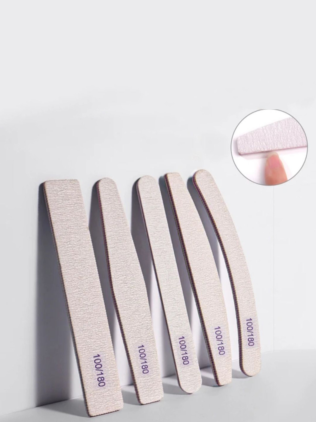 RANORE Set Of 5 Professional Washable Good Hand Grip Nail Files - White