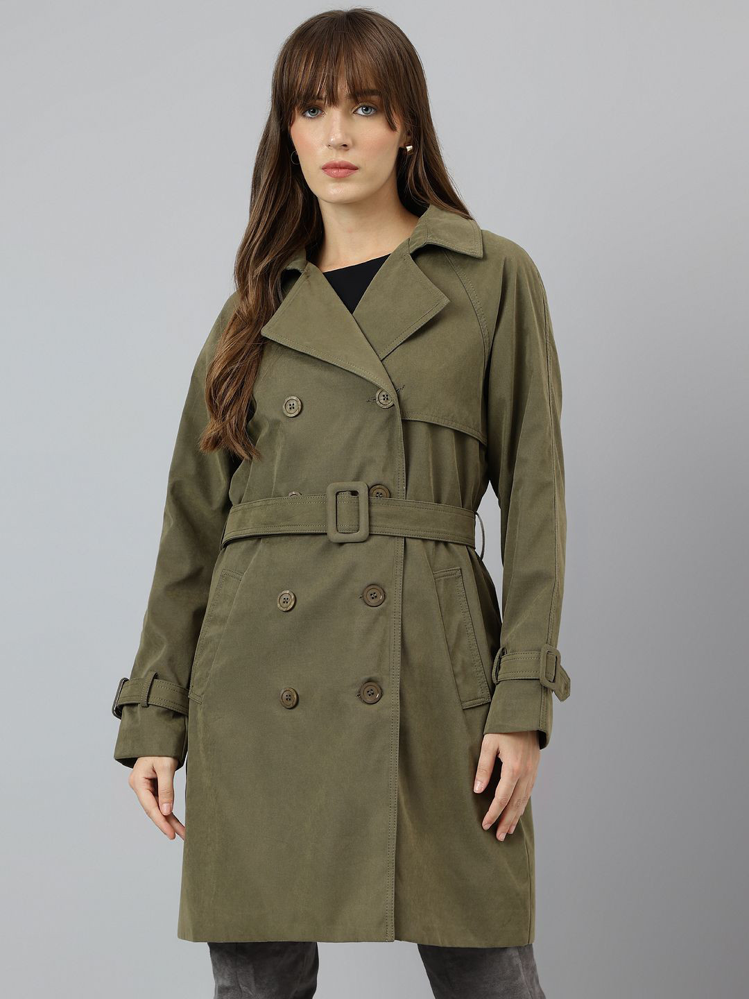 Latin Quarters Women Full Sleeve Lapel Collar Overcoat