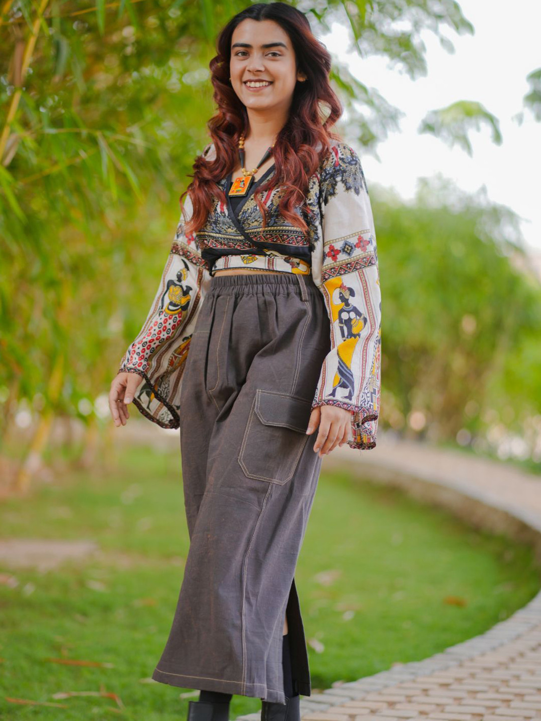 SASSY SAJJA Women Pure Cotton Straight Slip On Midi Skirt