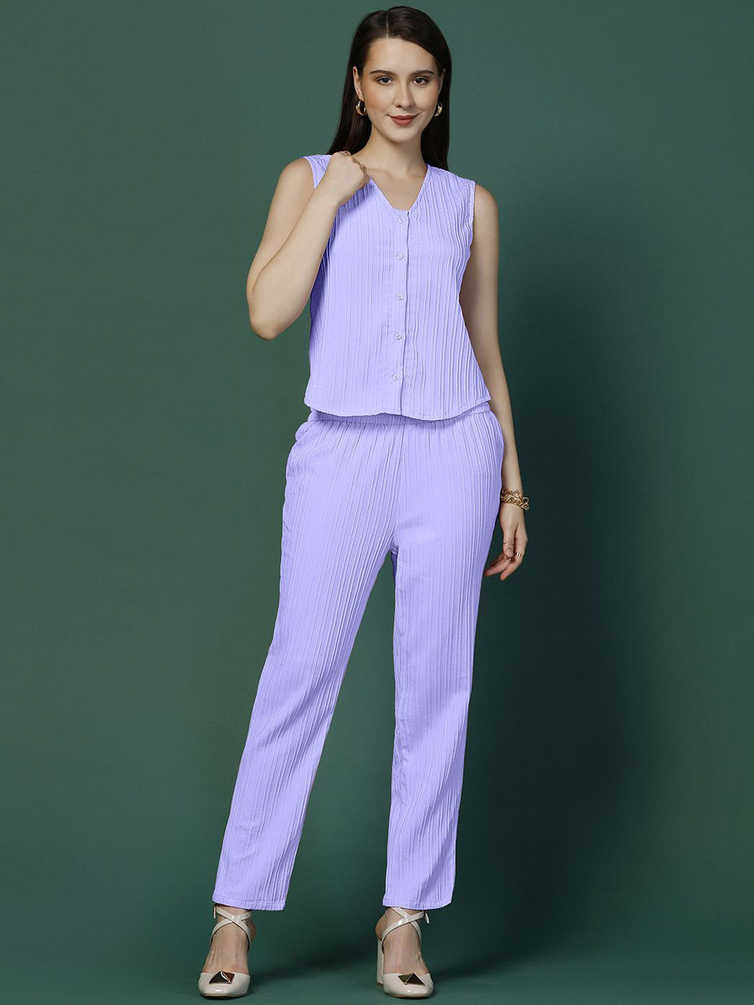 Moda Rapido Lavendar Top With Trousers Co-Ords